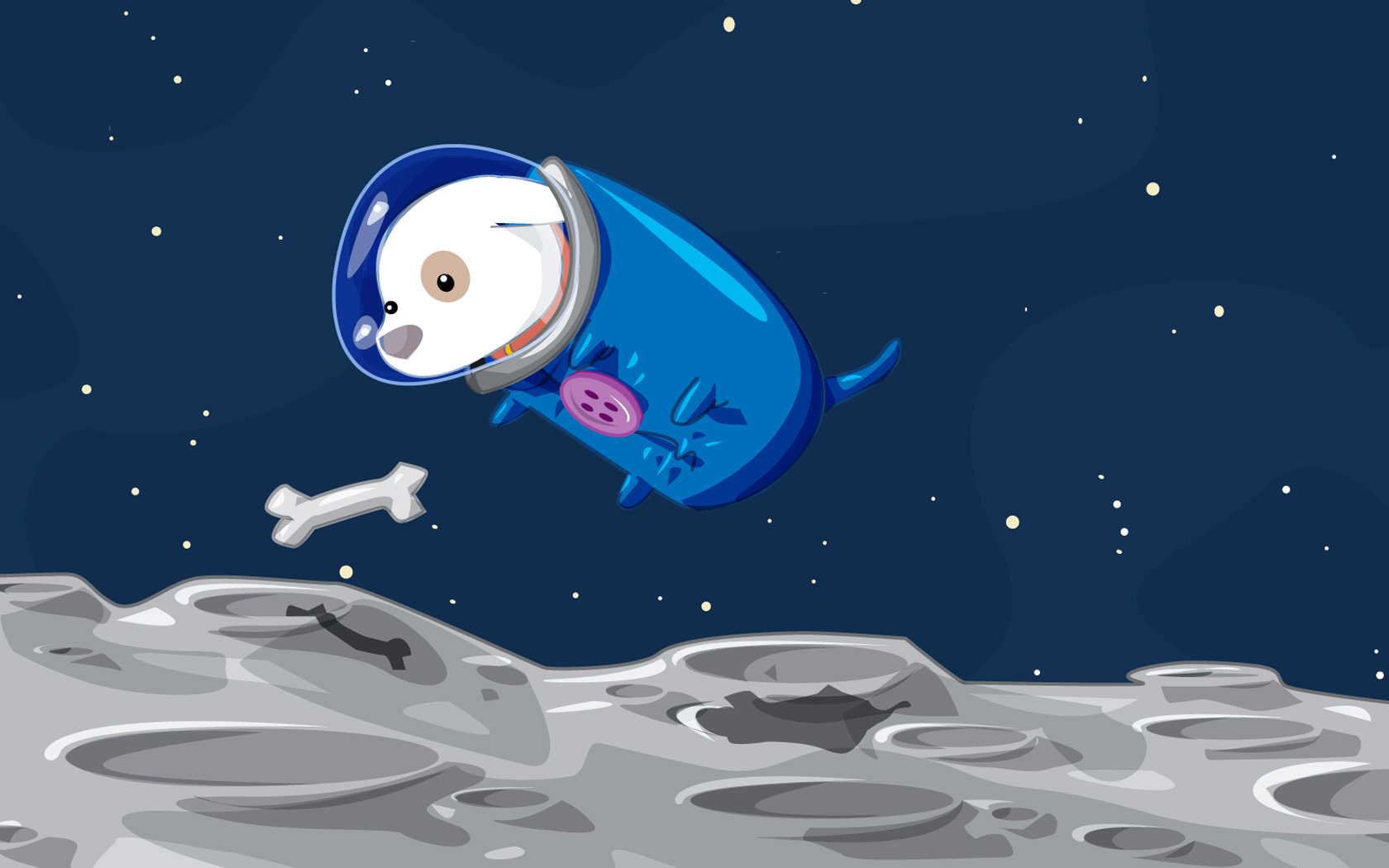 1079275 скачать обои луна, животные, художественный, кости, собака, космический костюм, космос - заставки и картинки бесплатно