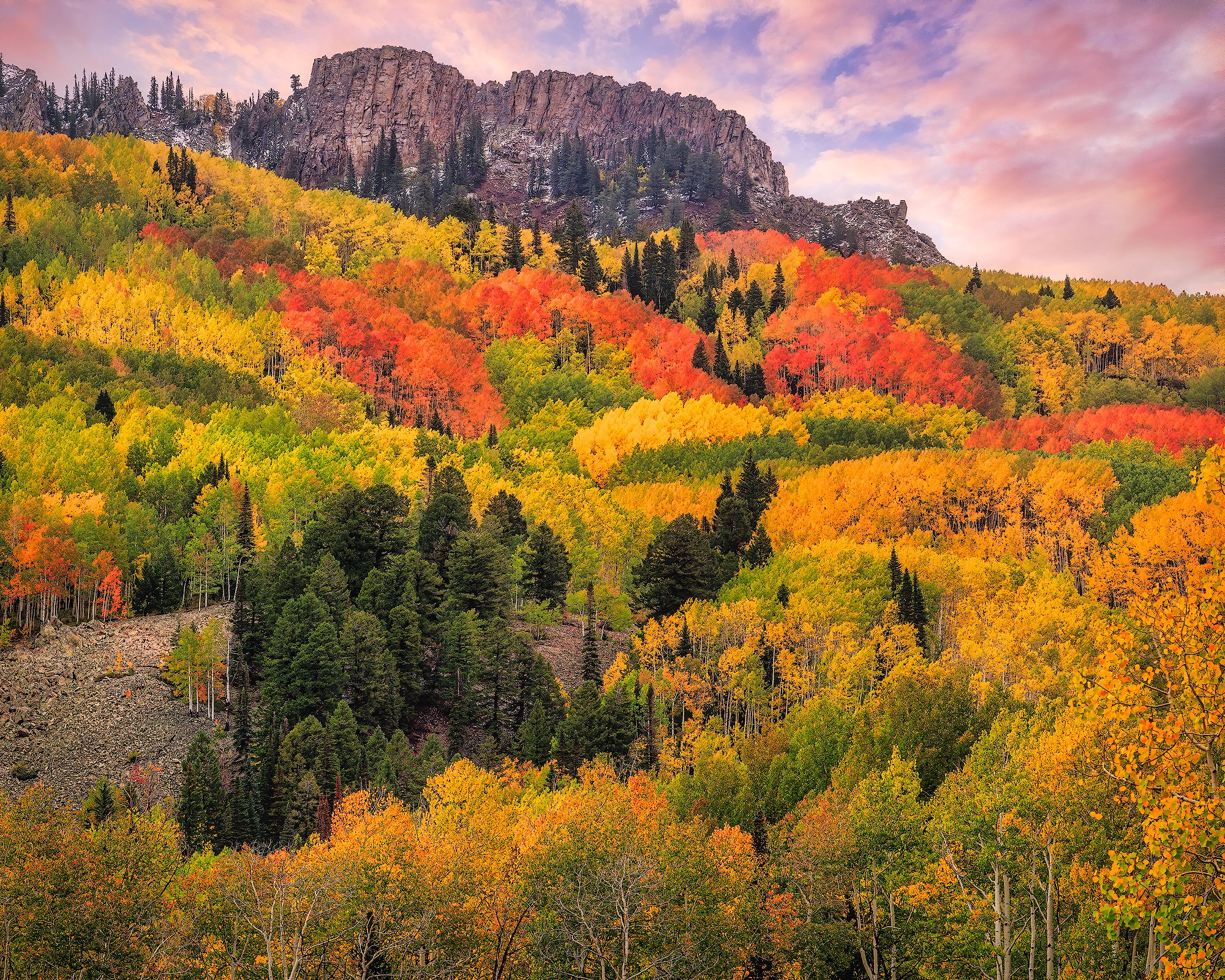 Download mobile wallpaper Mountain, Forest, Fall, Earth, Cloud, Colorado, San Juan Mountains for free.