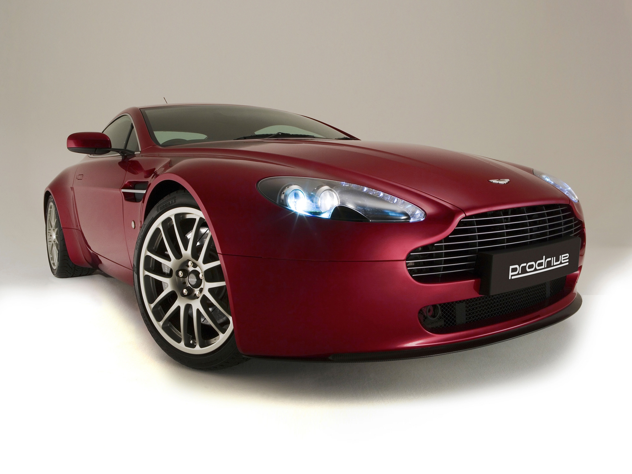 aston martin, front view, cherry, cars, style, 2007, v8, vantage Panoramic Wallpaper