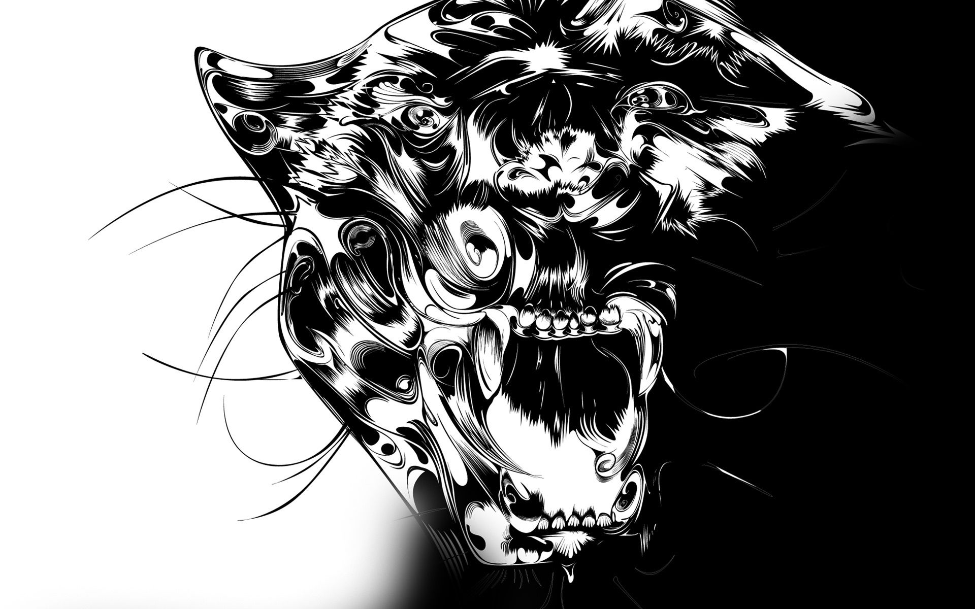 patterns, vector, grin, lines, predator, panther