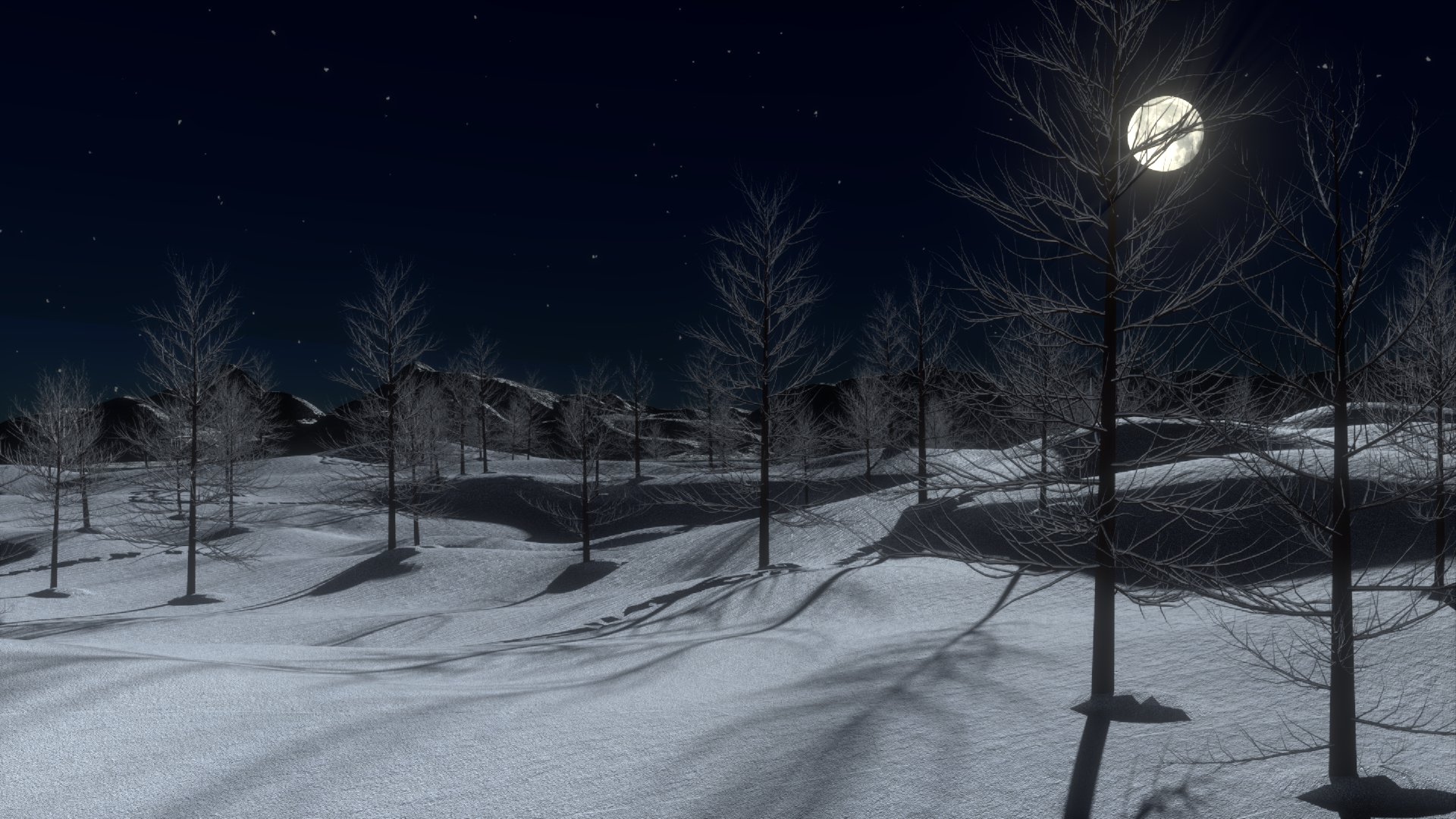 Скачать обои бесплатно Зима, Ночь, Луна, Снег, Дерево, Вечер, Земля/природа картинка на рабочий стол ПК