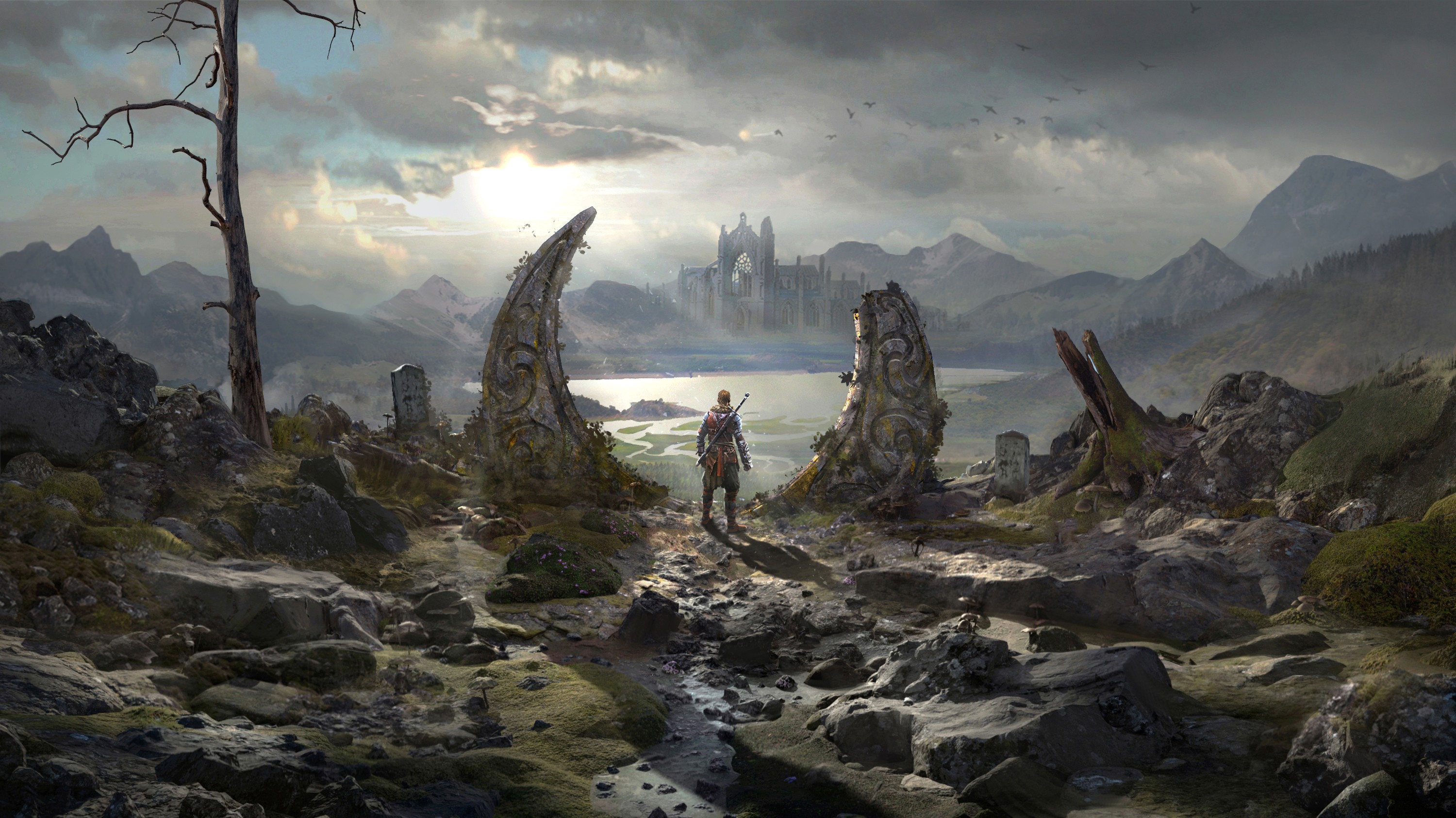 Free download wallpaper Landscape, Fantasy, Warrior on your PC desktop