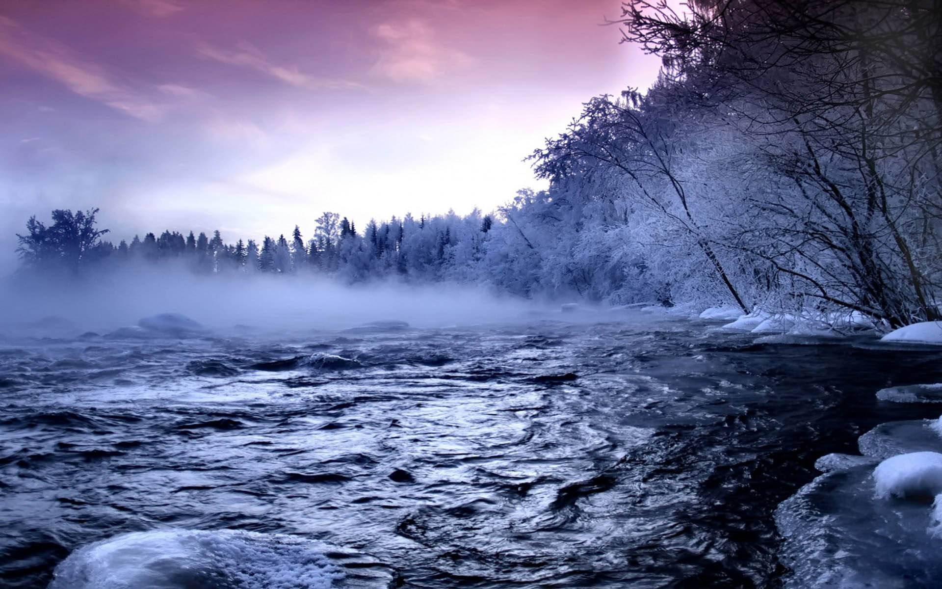 Download mobile wallpaper Snow, Water, Winter, Fog, Earth for free.