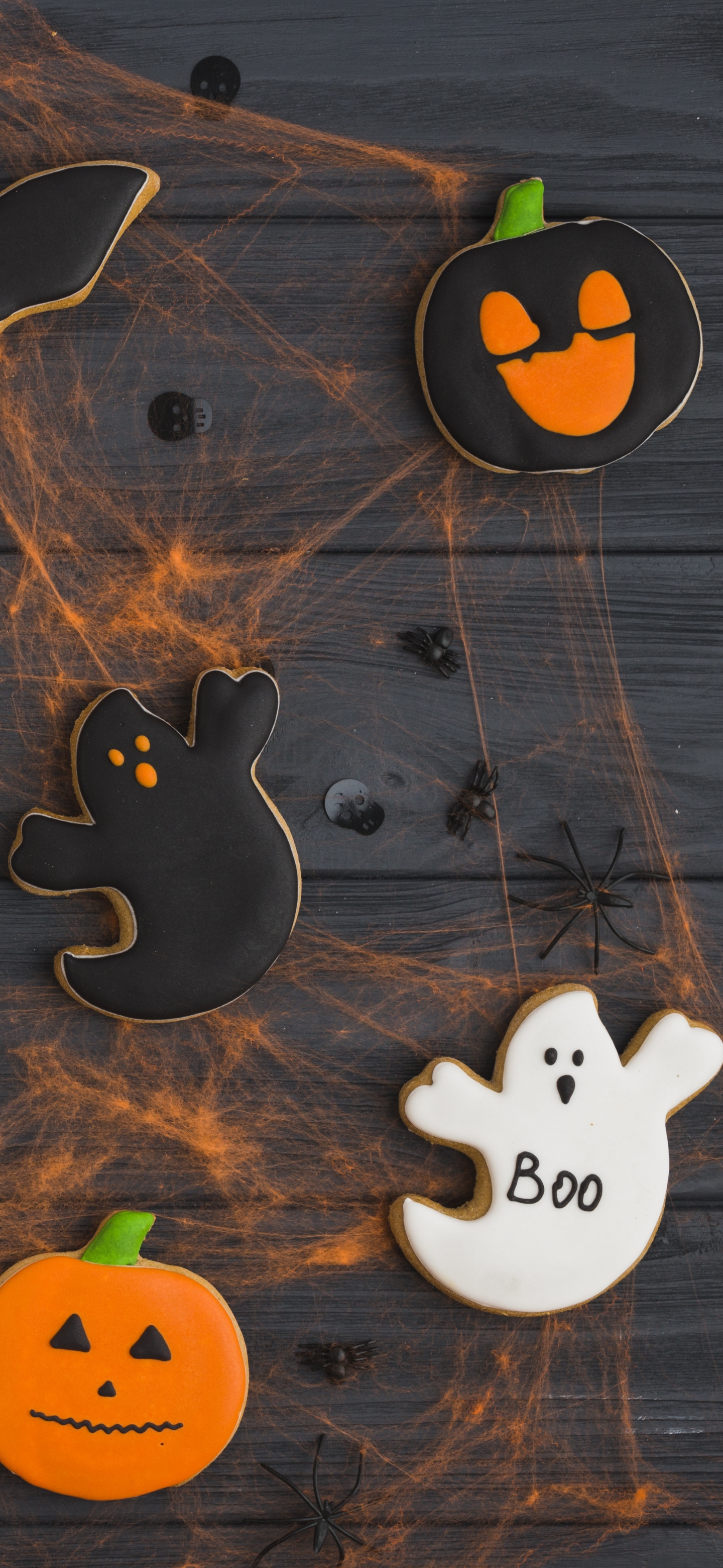Download mobile wallpaper Halloween, Pumpkin, Holiday, Ghost, Cookie for free.