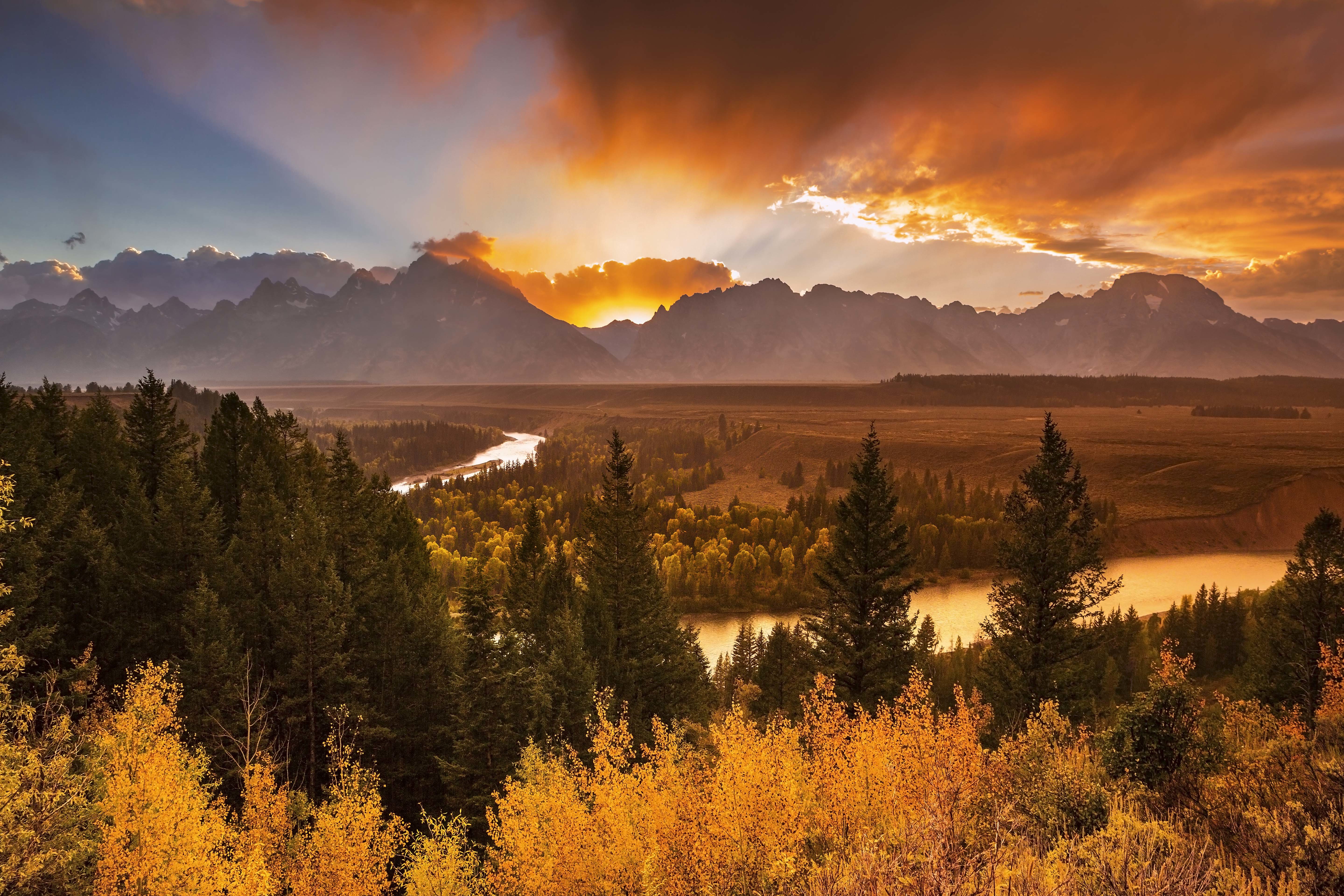 Laden Sie das Landschaft, Herbst, Sonnenaufgang, Gebirge, Sonnenstrahl, Erde/natur-Bild kostenlos auf Ihren PC-Desktop herunter