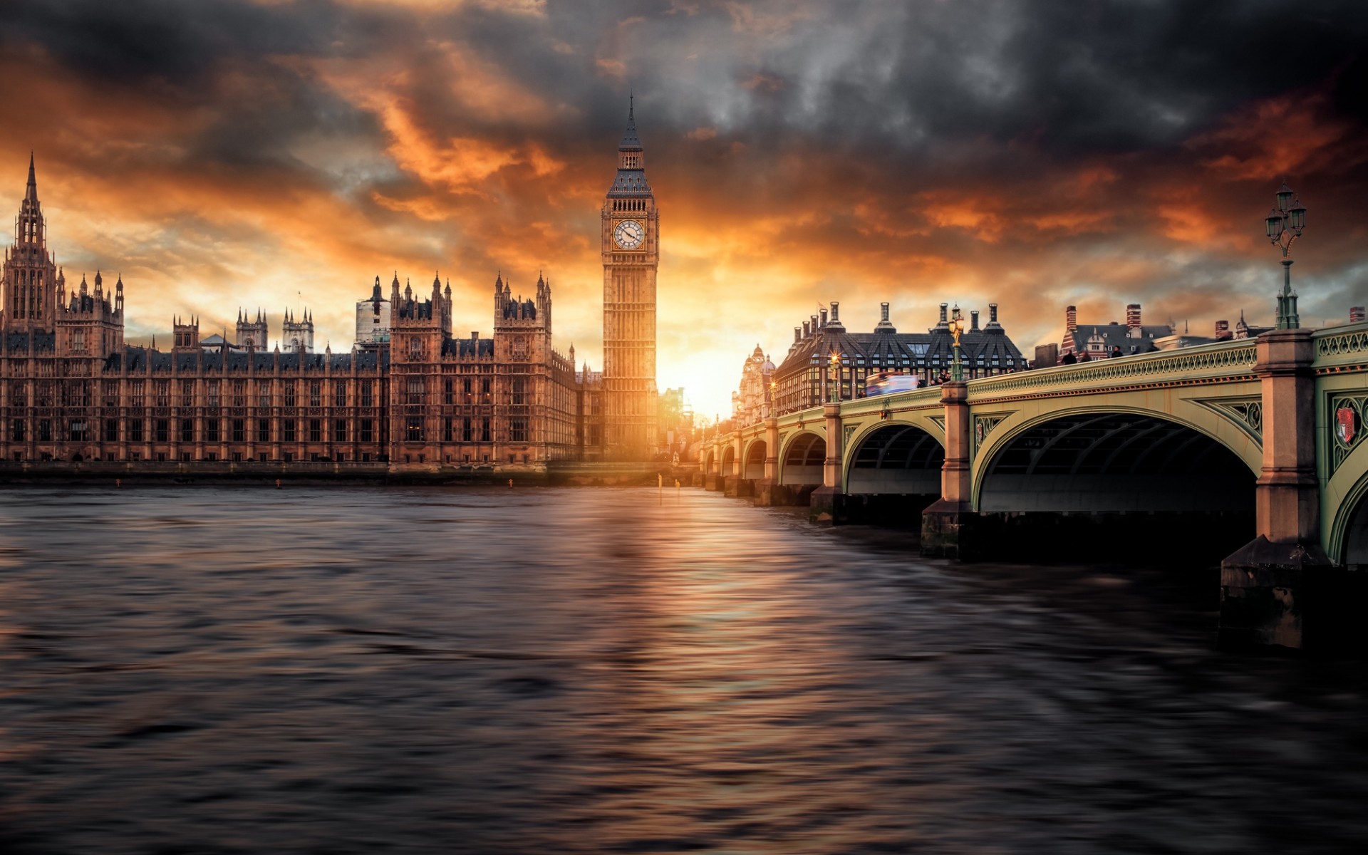 Free download wallpaper Sunset, Monuments, London, Big Ben, City, Cloud, Man Made on your PC desktop