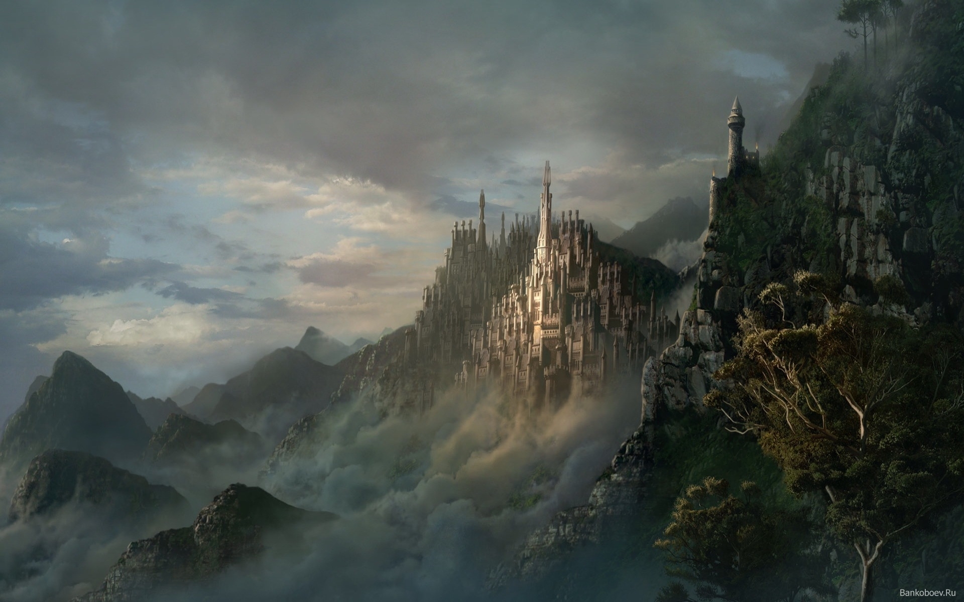 castles, landscape, fantasy, architecture HD wallpaper