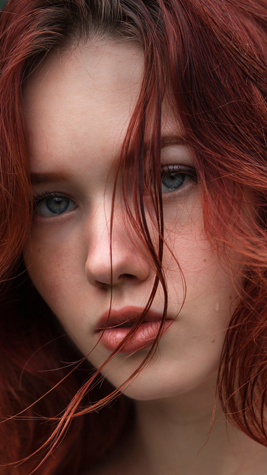 Download mobile wallpaper Redhead, Face, Model, Women, Blue Eyes for free.