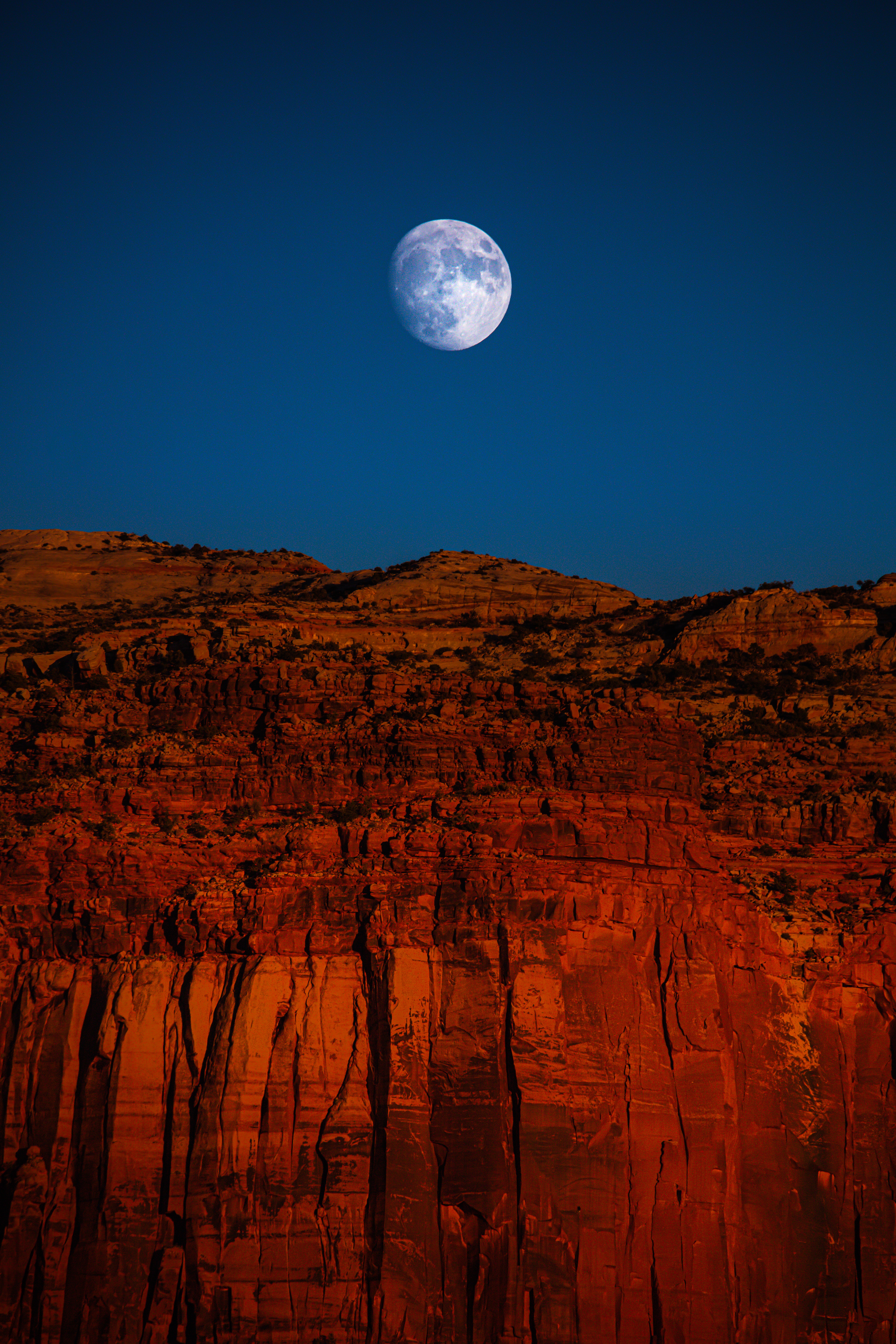 canyon, landscape, moon, cliff, nature, rock HD wallpaper