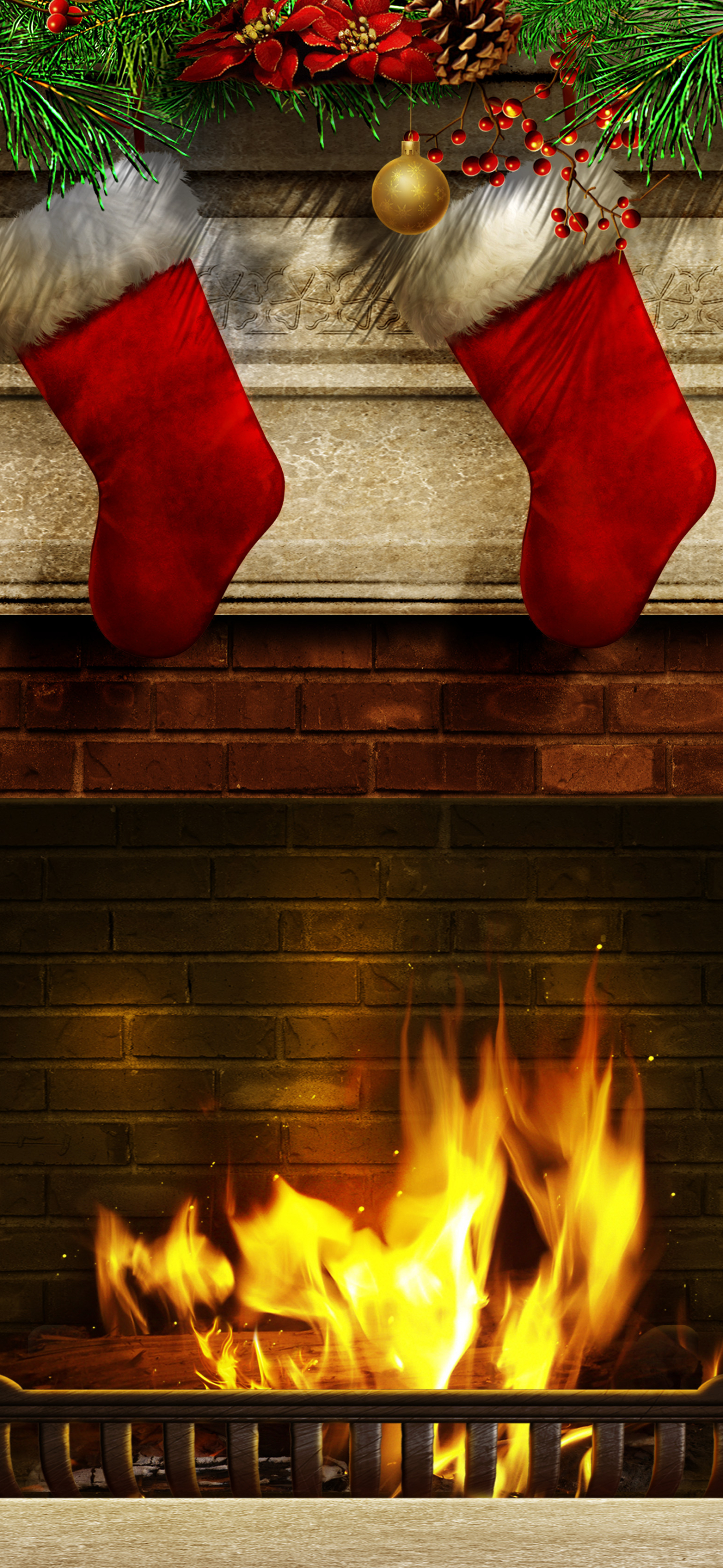 無料モバイル壁紙クリスマス, 暖炉, 火, ホリデーをダウンロードします。