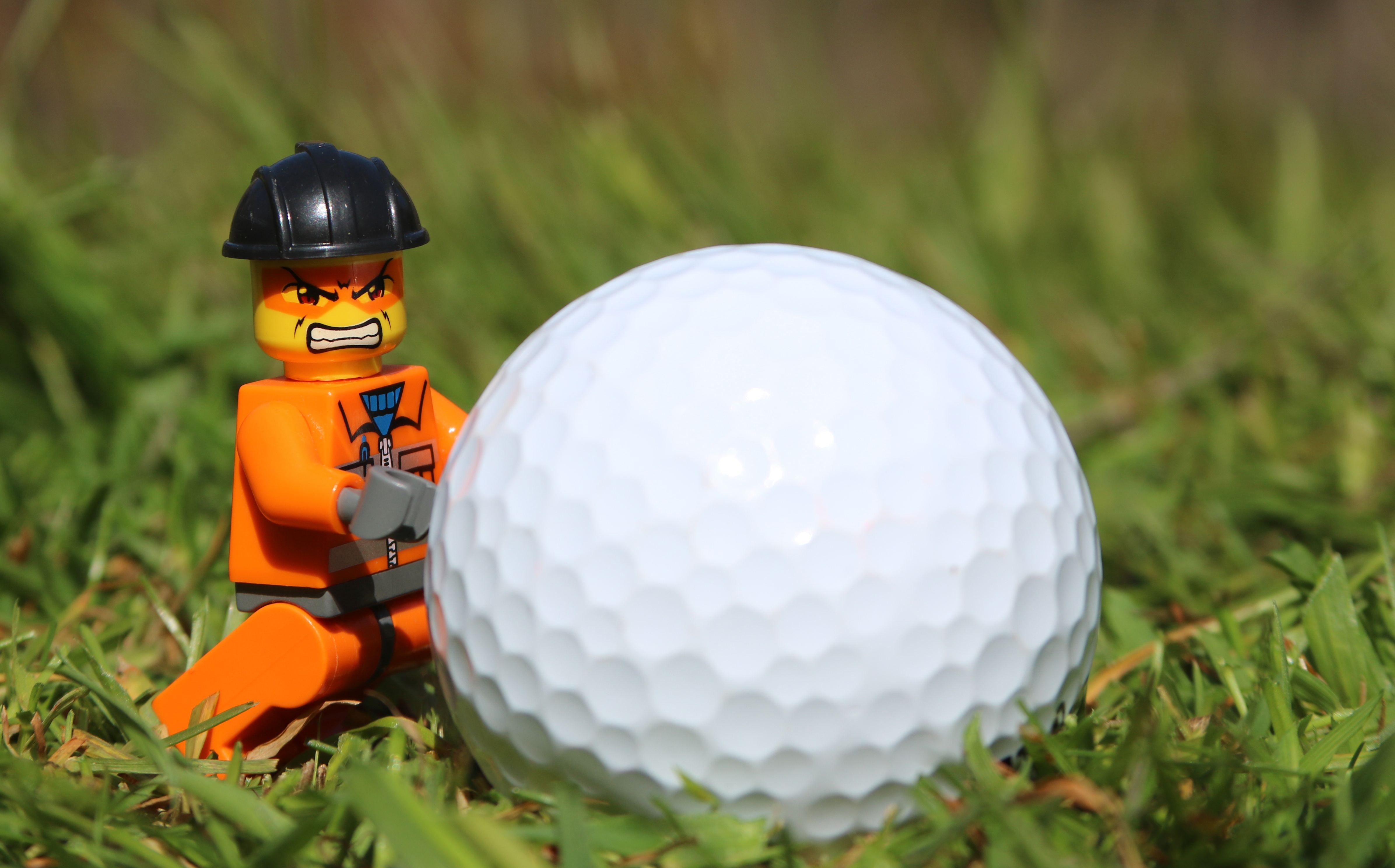 products, lego, figurine, golf ball, grass, toy