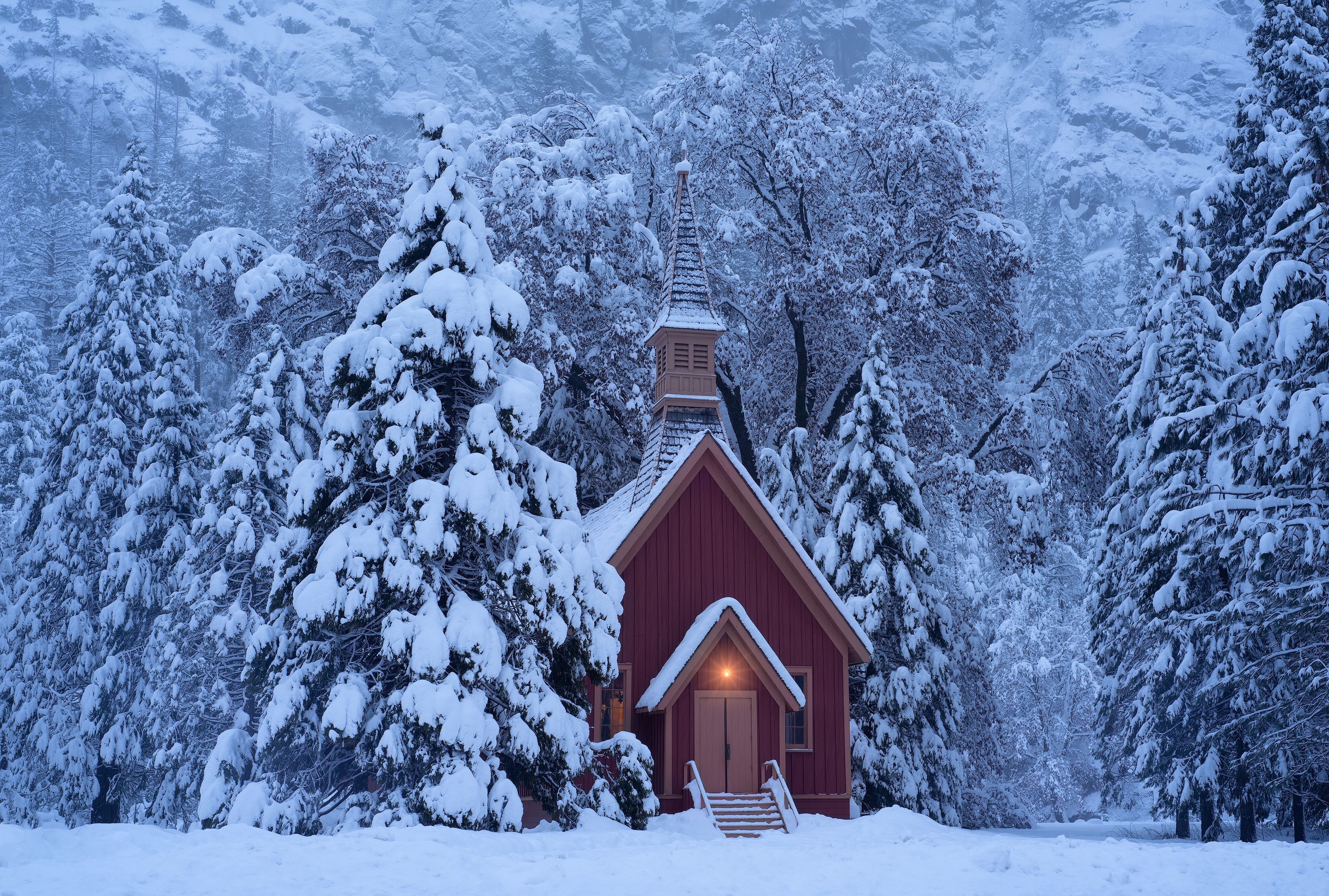 Download mobile wallpaper Winter, Snow, Chapel, Religious for free.