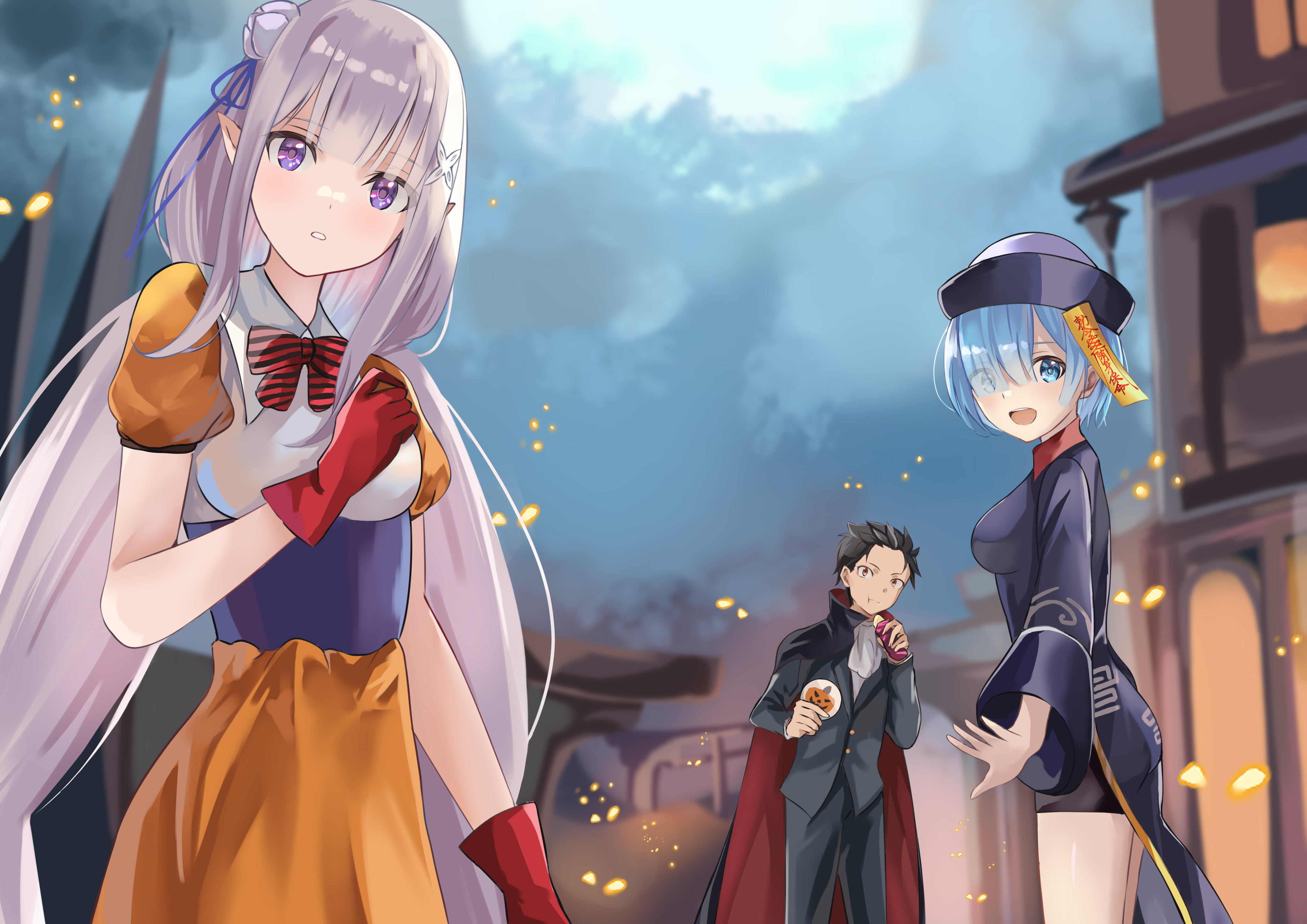 Laden Sie das Animes, Emilia (Re: Zero), Re:zero Das Leben In Einer Anderen Welt Beginnen, Subaru Natsuki, Rem (Re: Null)-Bild kostenlos auf Ihren PC-Desktop herunter
