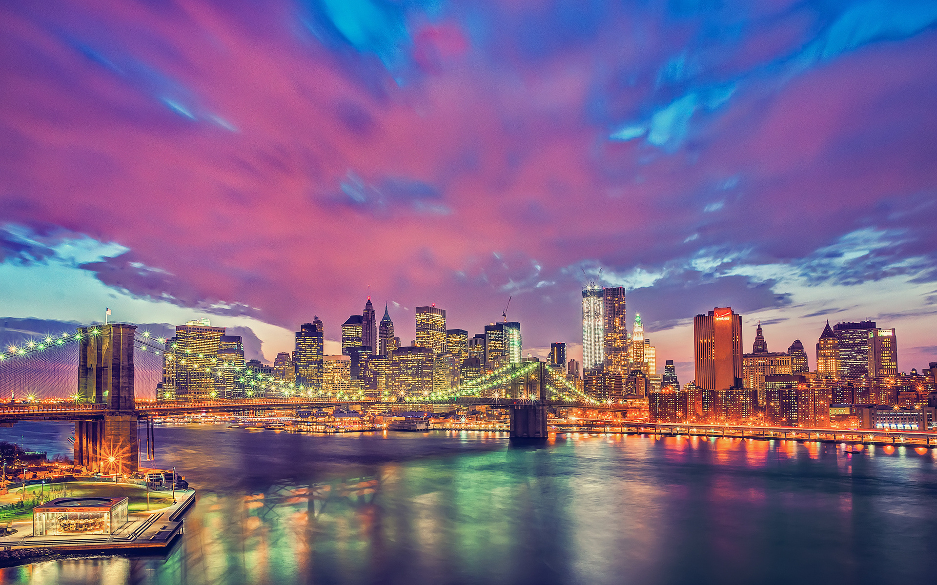 Завантажити шпалери безкоштовно Нью Йорк, Бруклінський Міст, Створено Людиною картинка на робочий стіл ПК