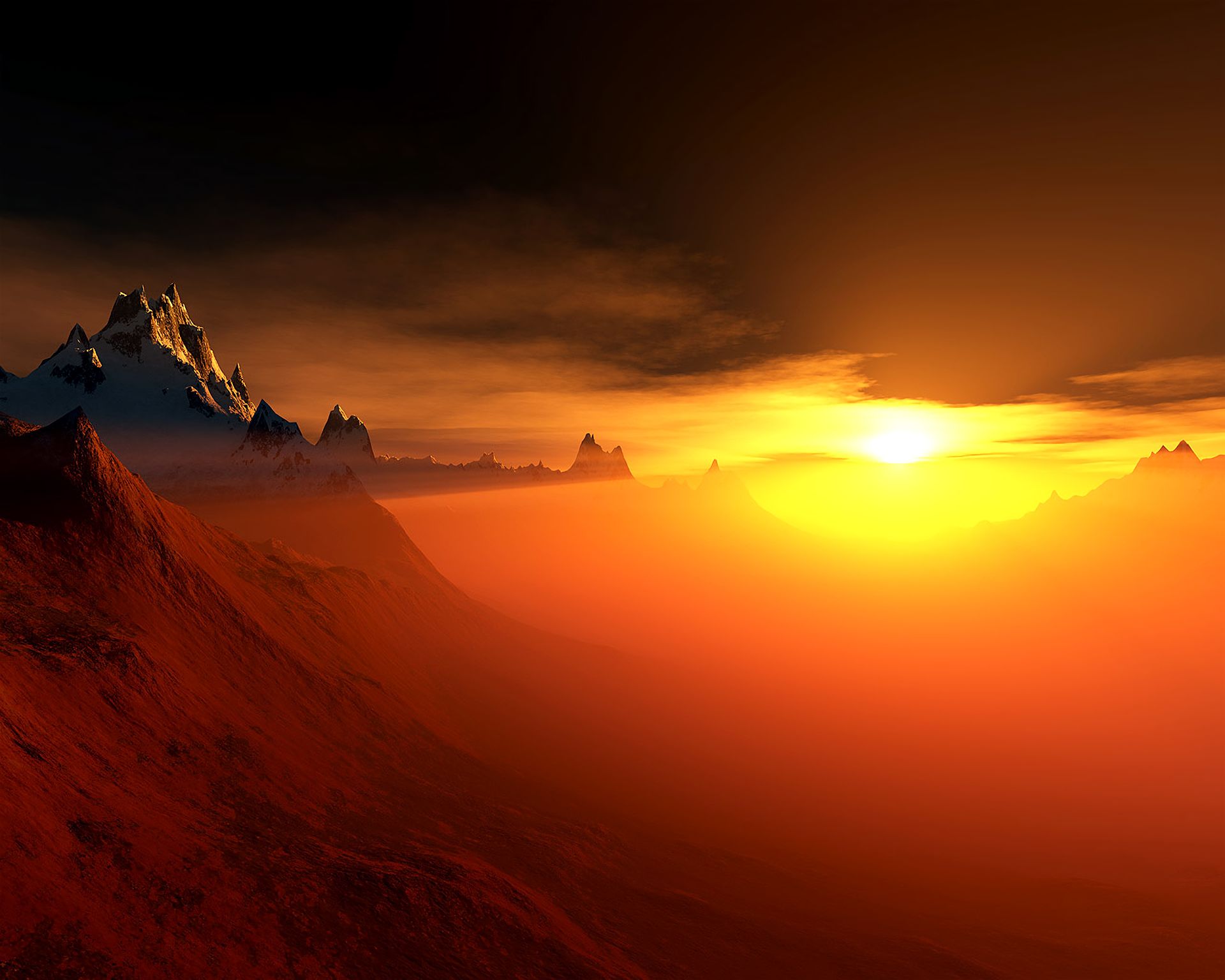 Laden Sie das Landschaft, Gebirge, Sonne, Künstlerisch-Bild kostenlos auf Ihren PC-Desktop herunter