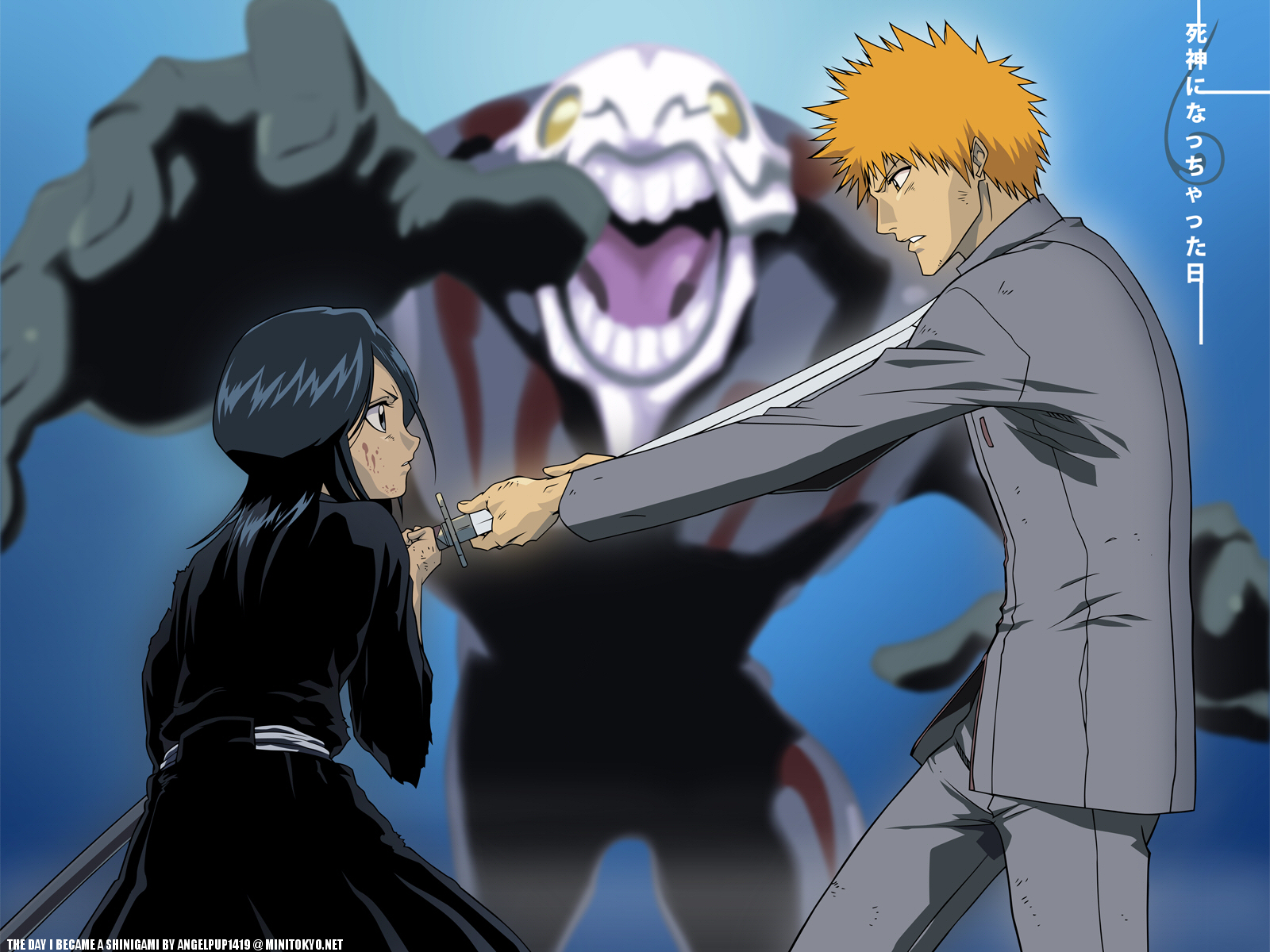 Free download wallpaper Anime, Bleach, Rukia Kuchiki, Ichigo Kurosaki on your PC desktop