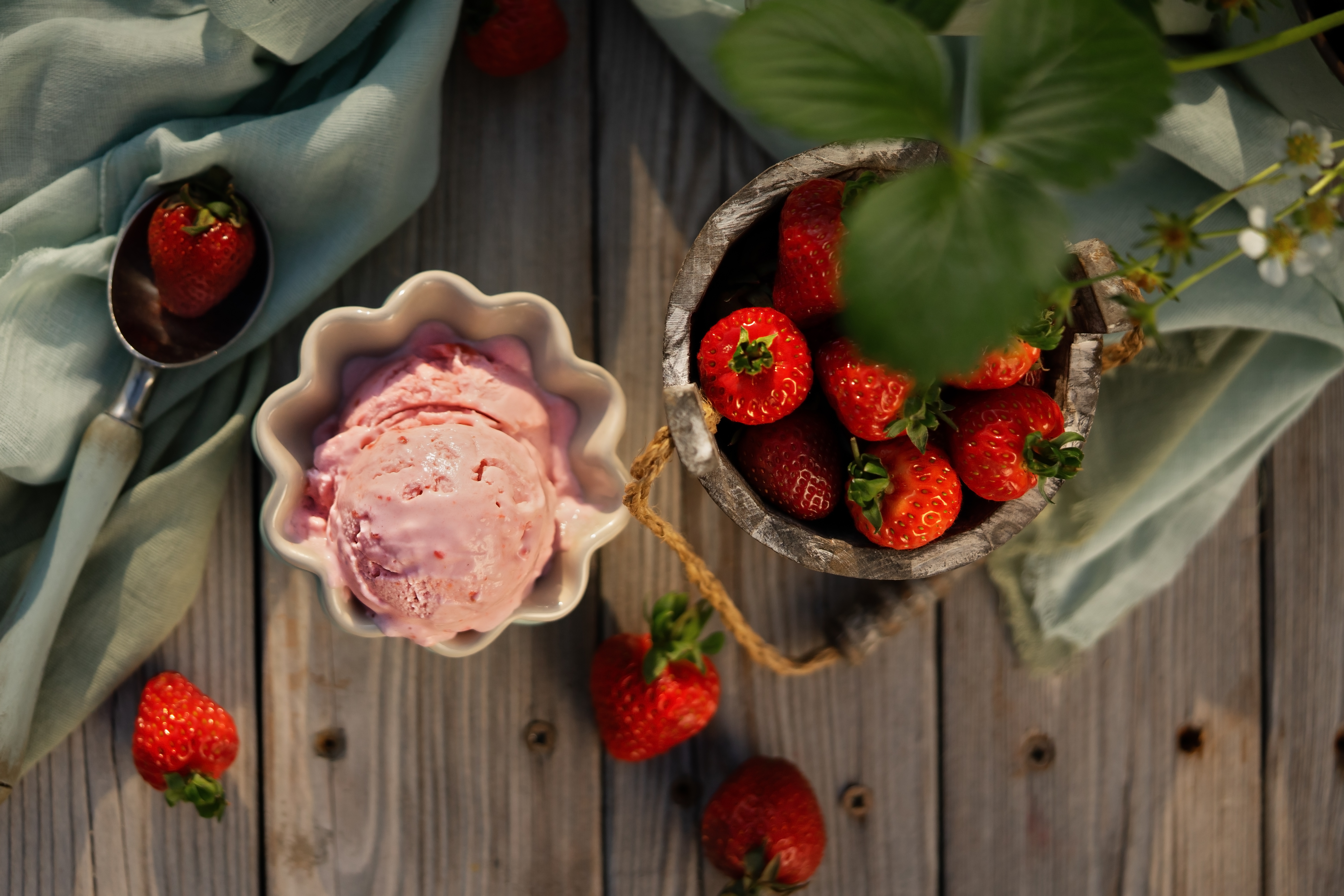 Download mobile wallpaper Food, Strawberry, Dessert, Ice Cream, Still Life, Berry, Fruit for free.