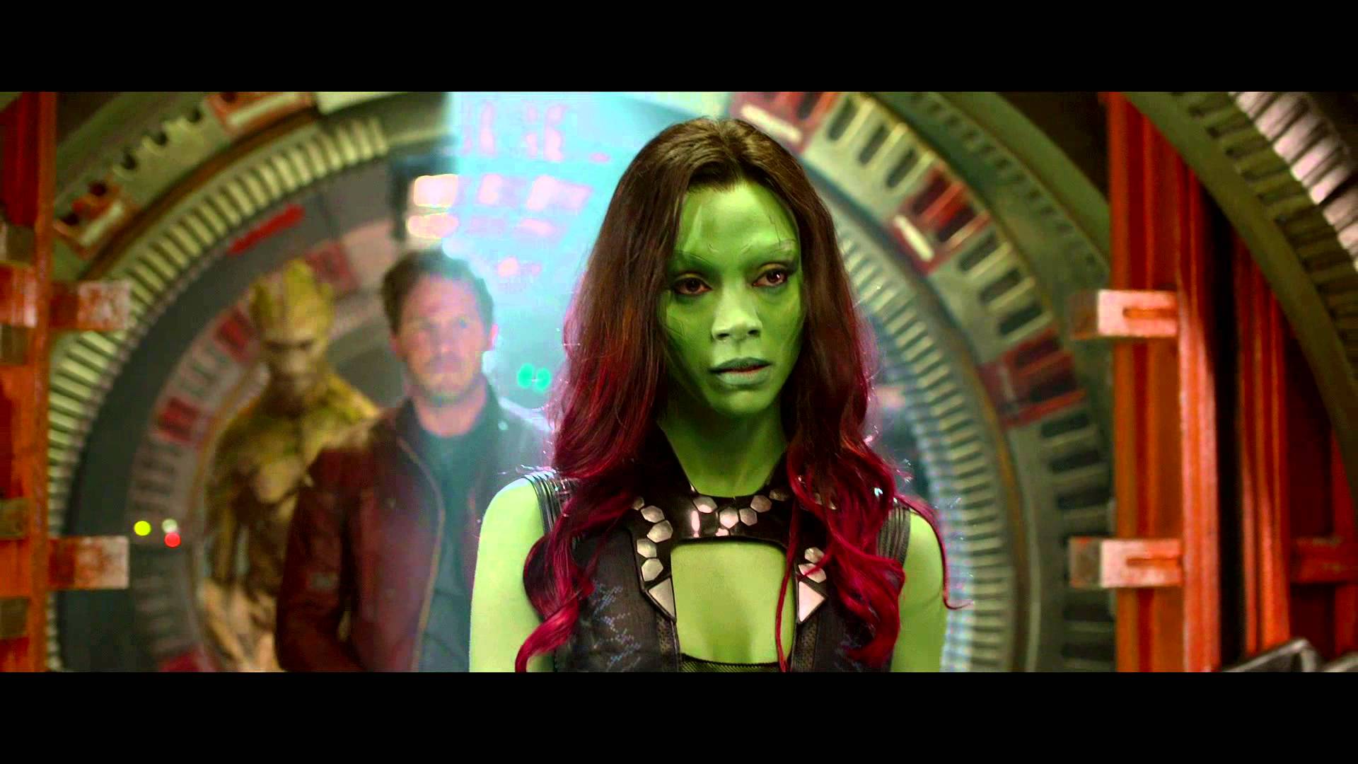 Download mobile wallpaper Movie, Guardians Of The Galaxy, Zoe Saldana, Gamora, Chris Pratt, Peter Quill for free.
