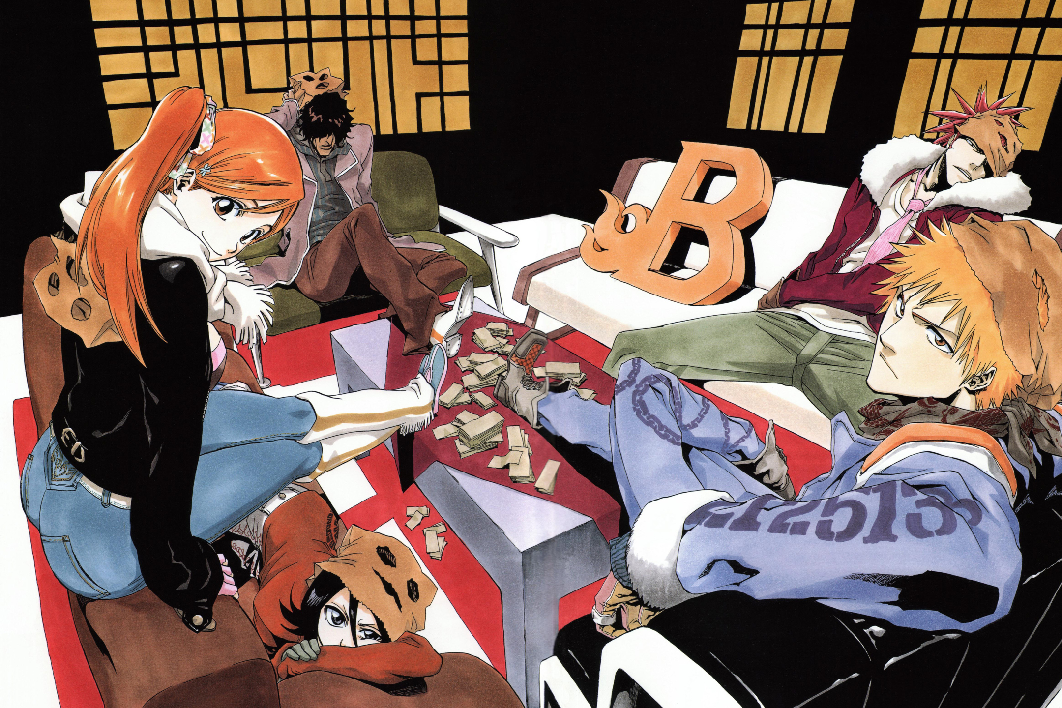 Free download wallpaper Anime, Bleach, Rukia Kuchiki, Renji Abarai, Ichigo Kurosaki, Orihime Inoue, Yasutora Sado on your PC desktop