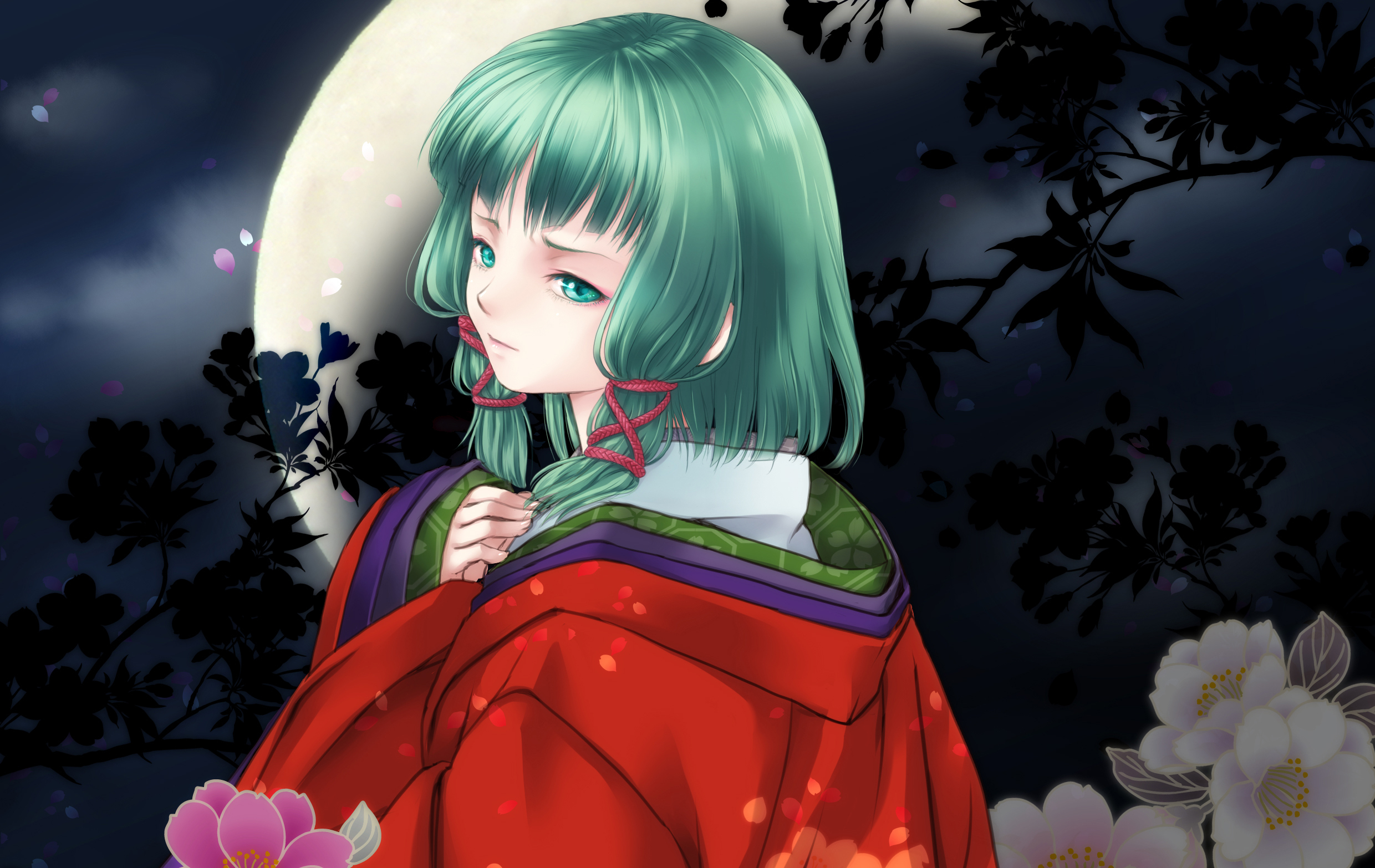 Download mobile wallpaper Anime, Night, Moon, Dark, Vocaloid, Oriental, Gumi (Vocaloid) for free.