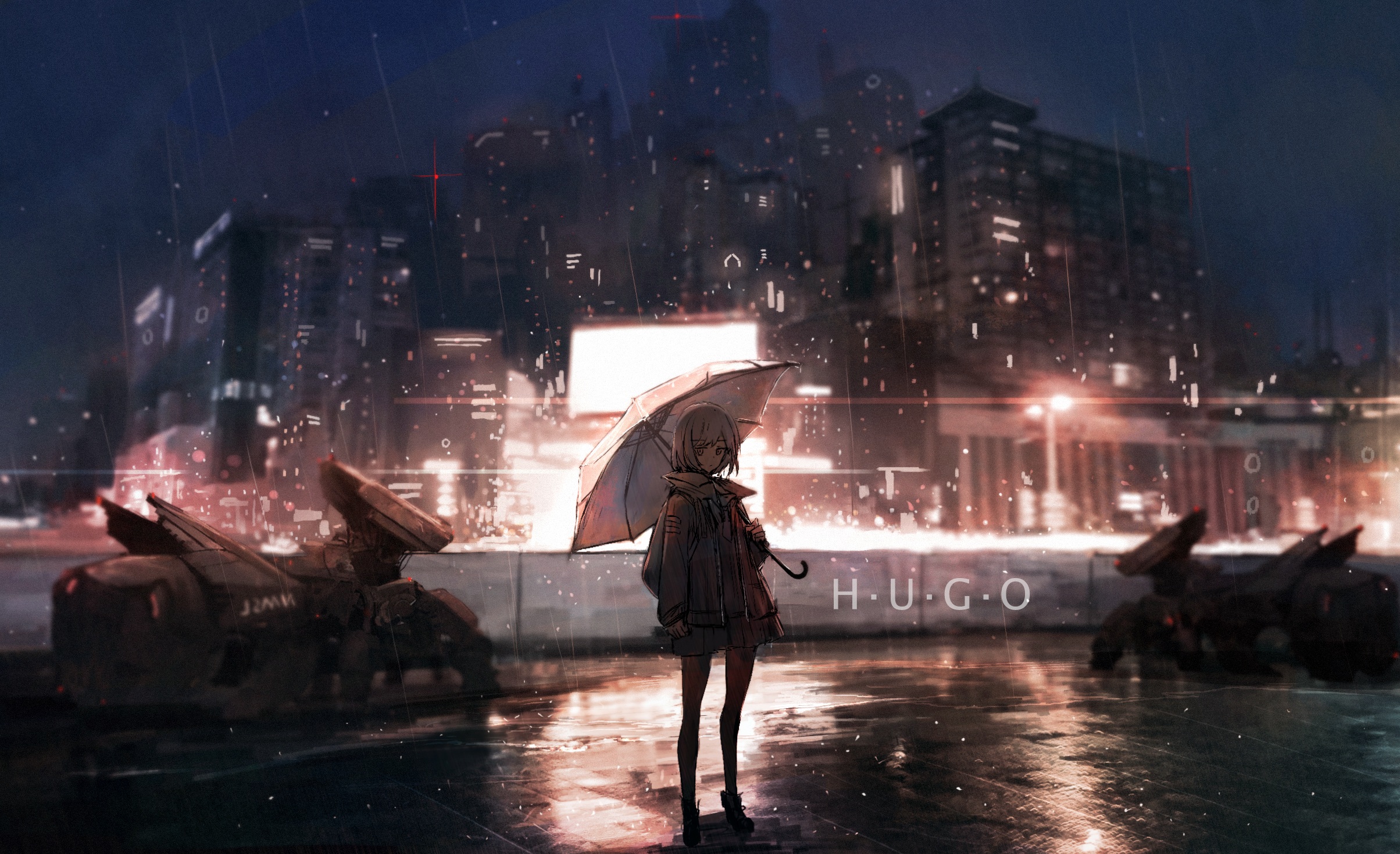 Free download wallpaper Anime, Rain, Night, Original on your PC desktop