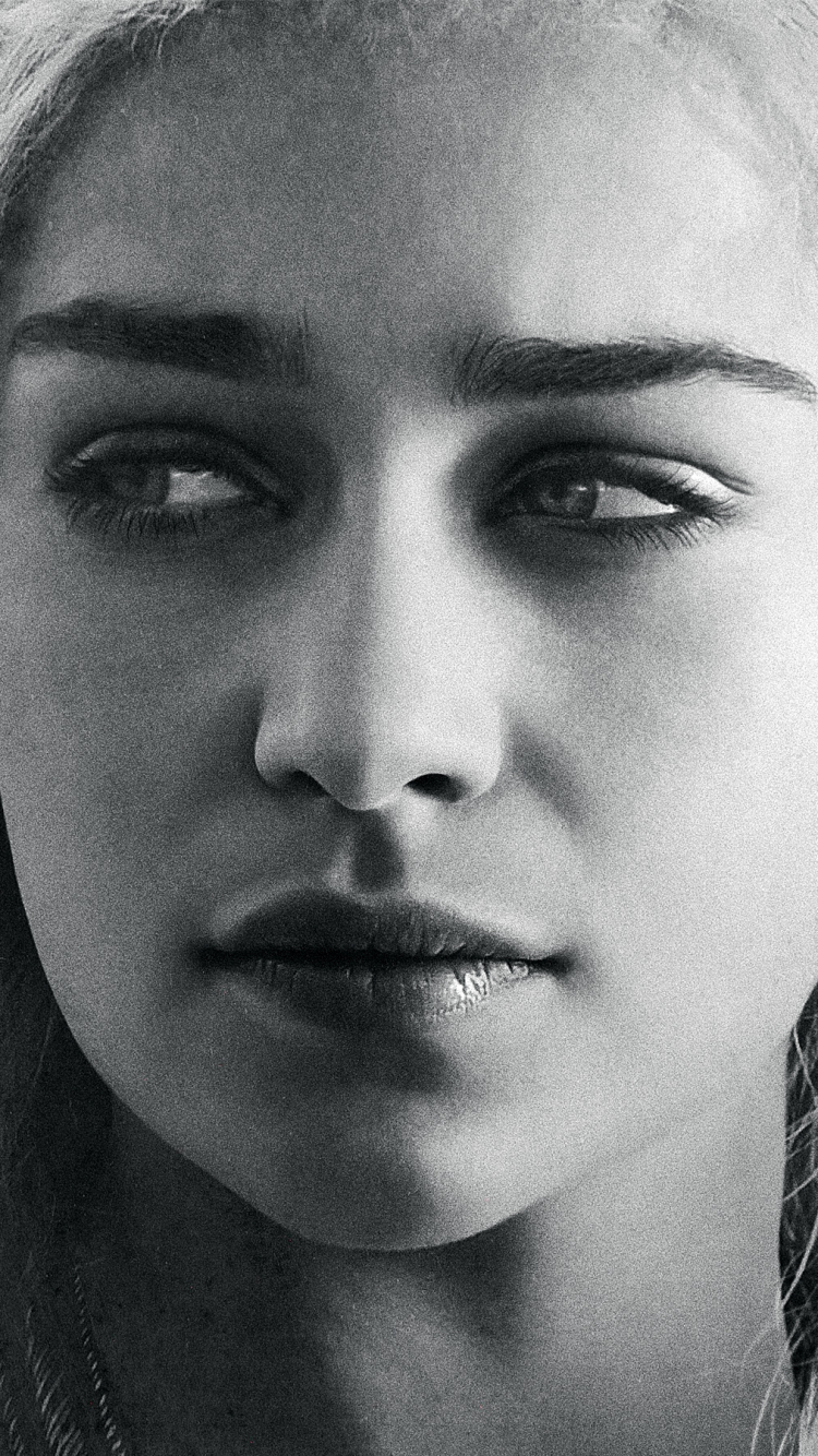 Descarga gratuita de fondo de pantalla para móvil de Juego De Tronos, Blanco Y Negro, Blanco Negro, Series De Televisión, Daenerys Targaryen, Emilia Clarke.