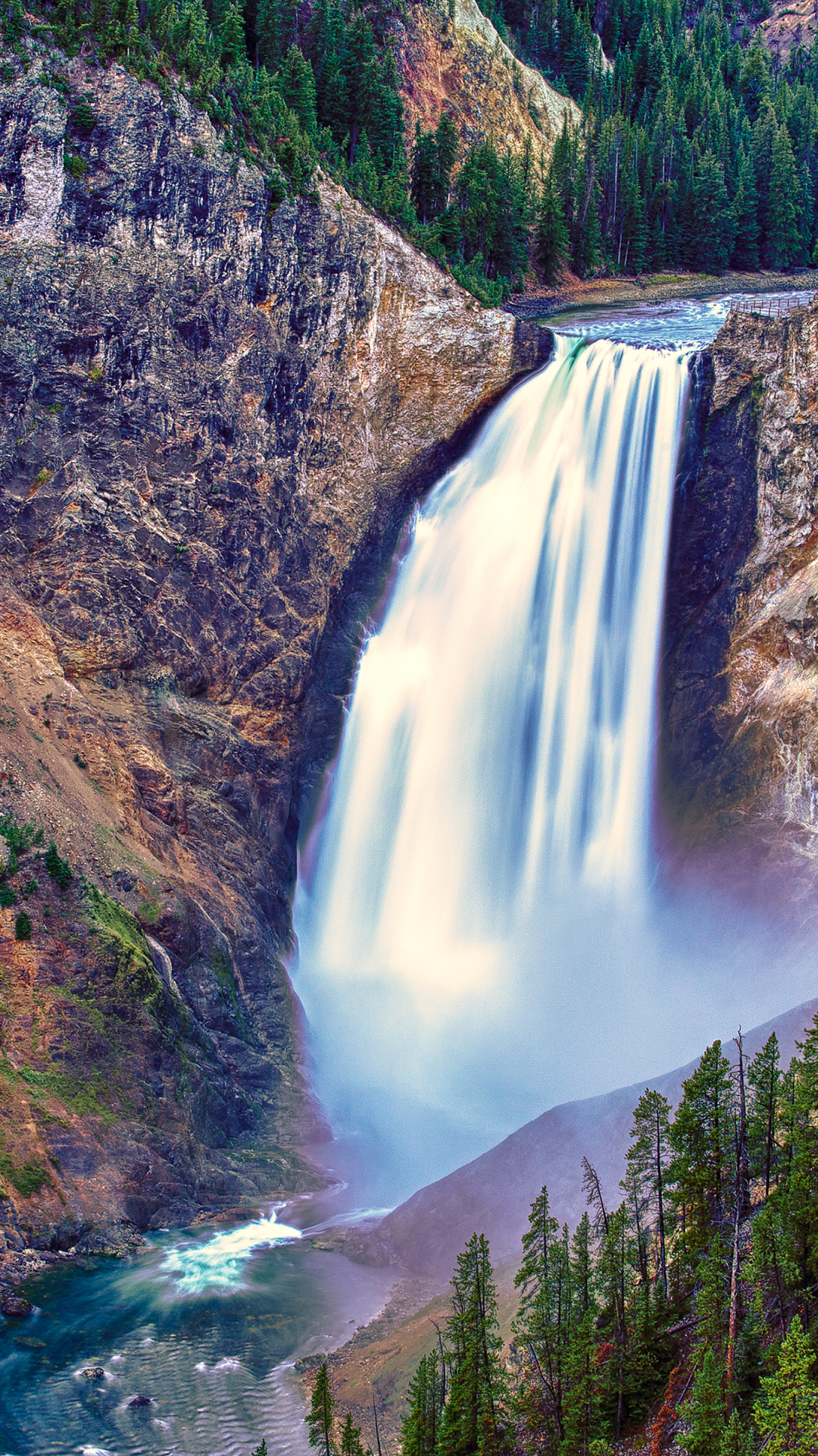 nature, earth, waterfall, river, yellowstone, water, landscape, cliff, waterfalls