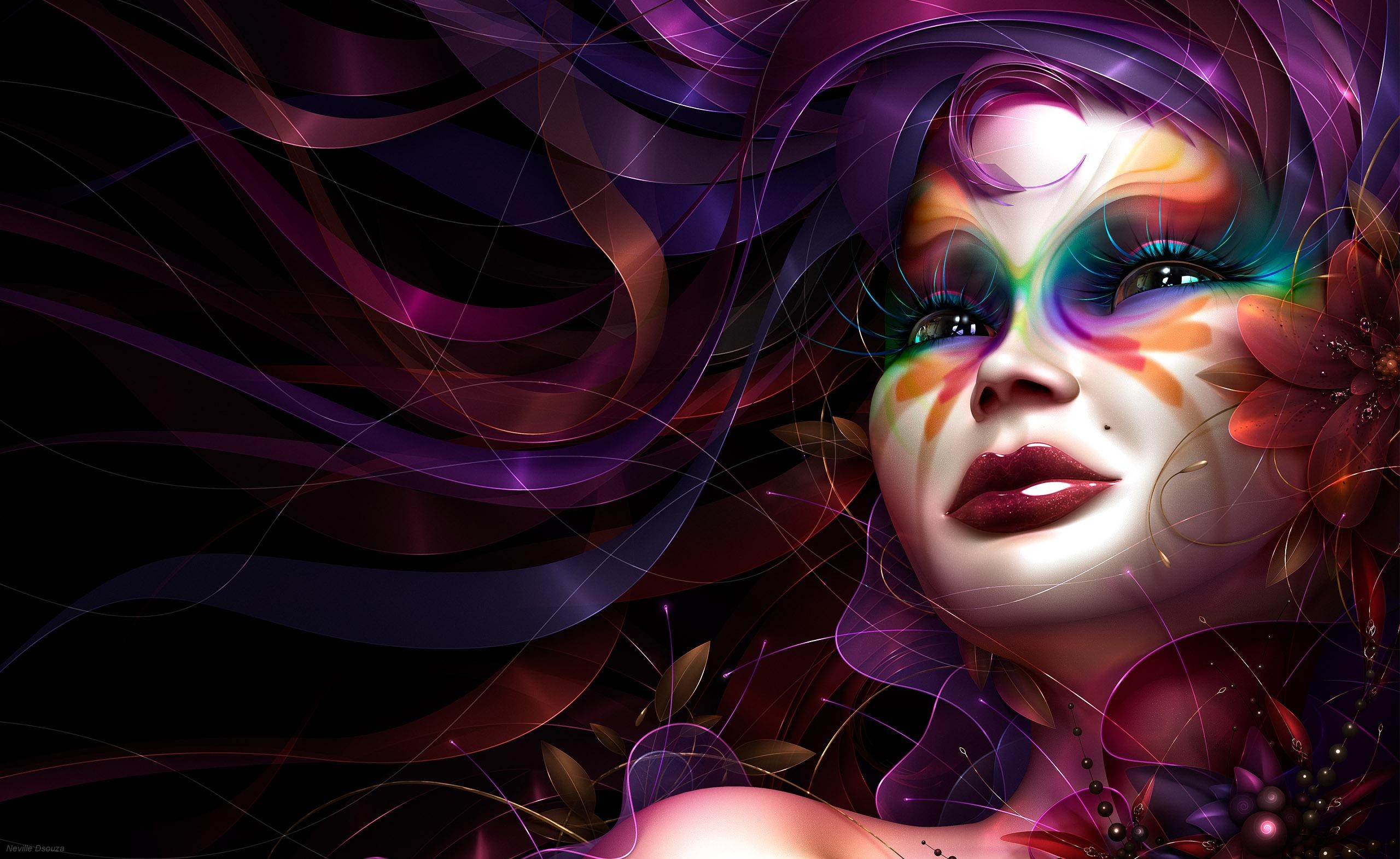 Free download wallpaper Bright, Face, Paint, Girl, Abstract on your PC desktop