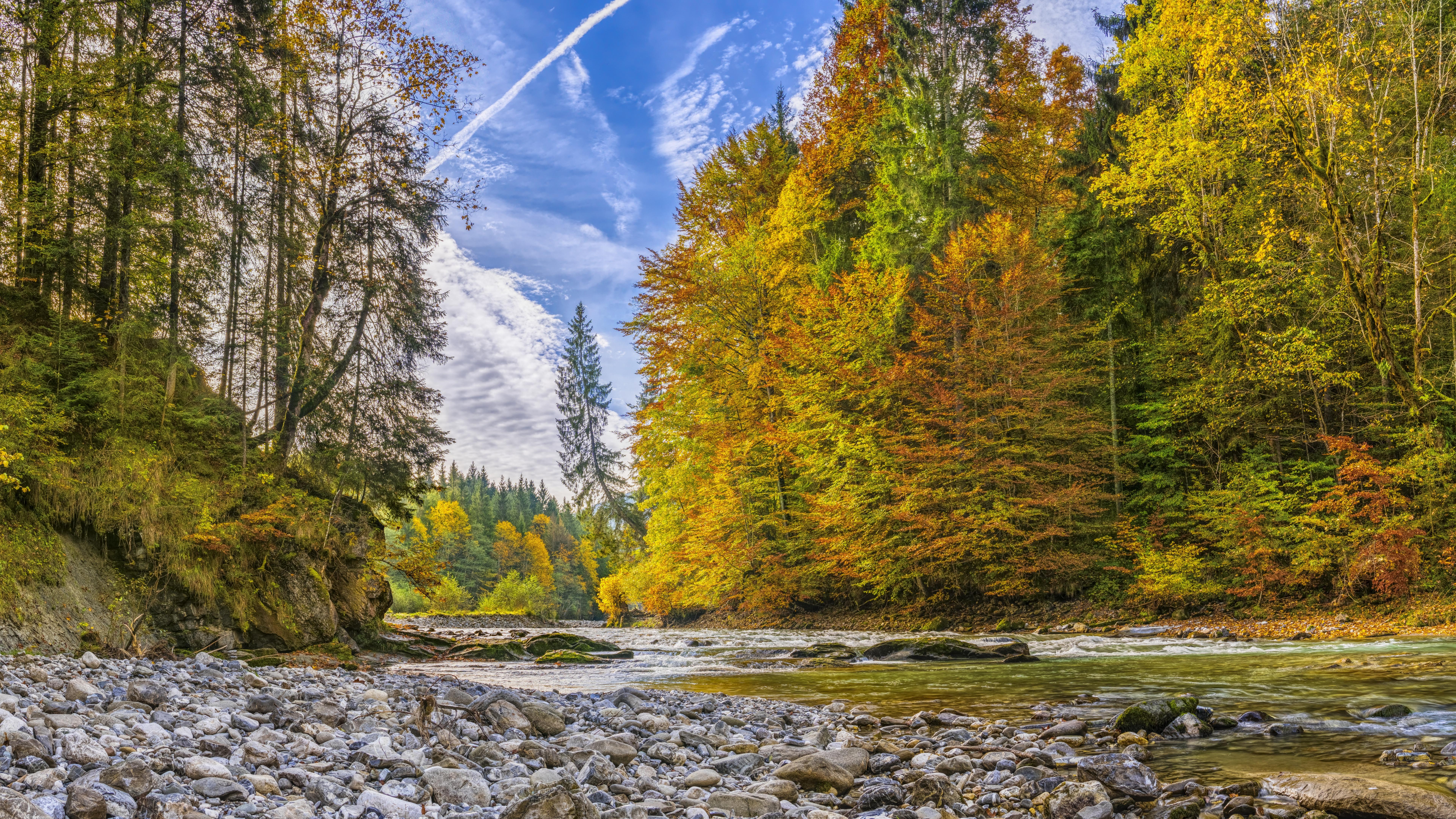 Скачать обои бесплатно Река, Осень, Лес, Земля/природа картинка на рабочий стол ПК