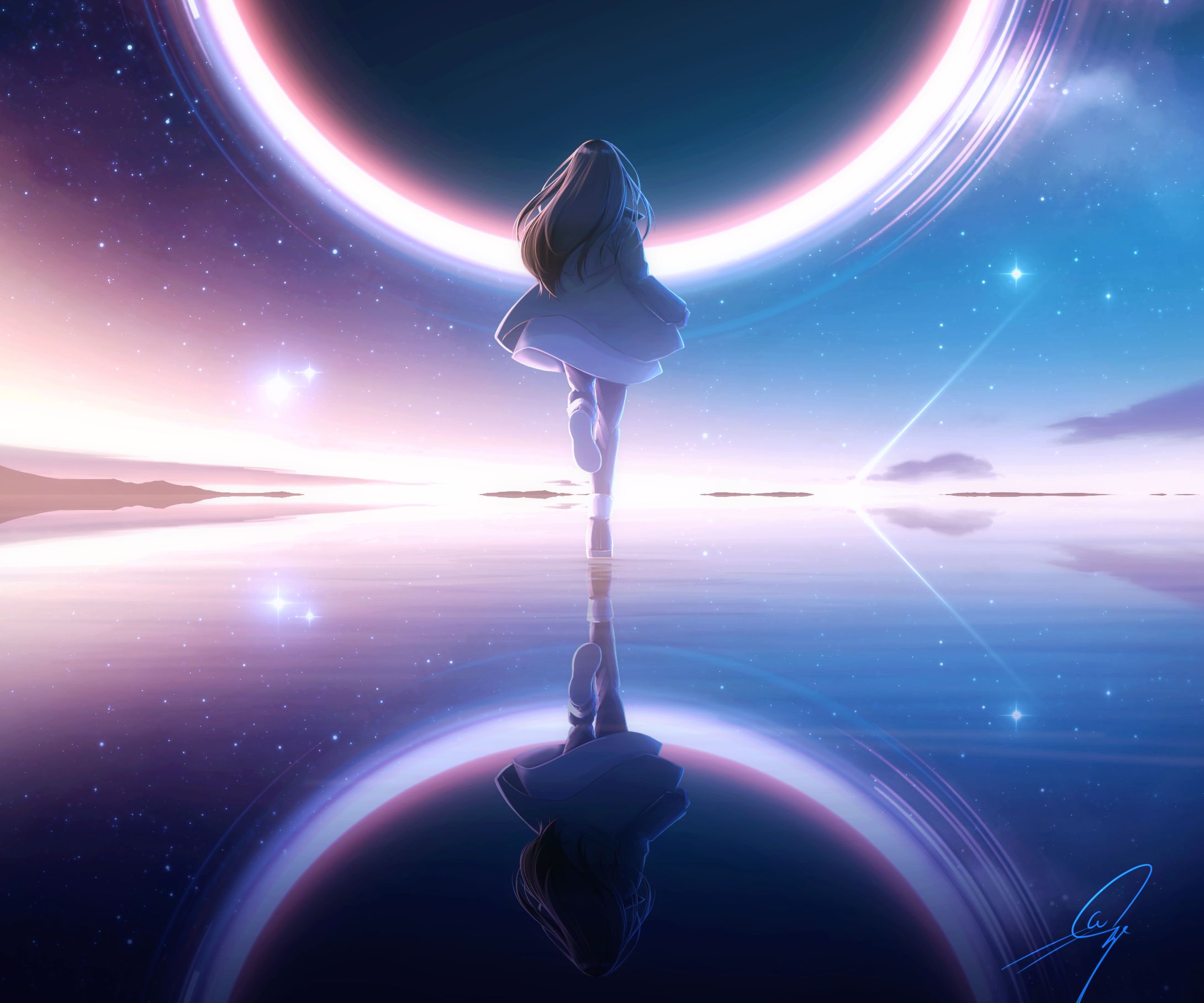 Download mobile wallpaper Anime, Reflection, Girl for free.