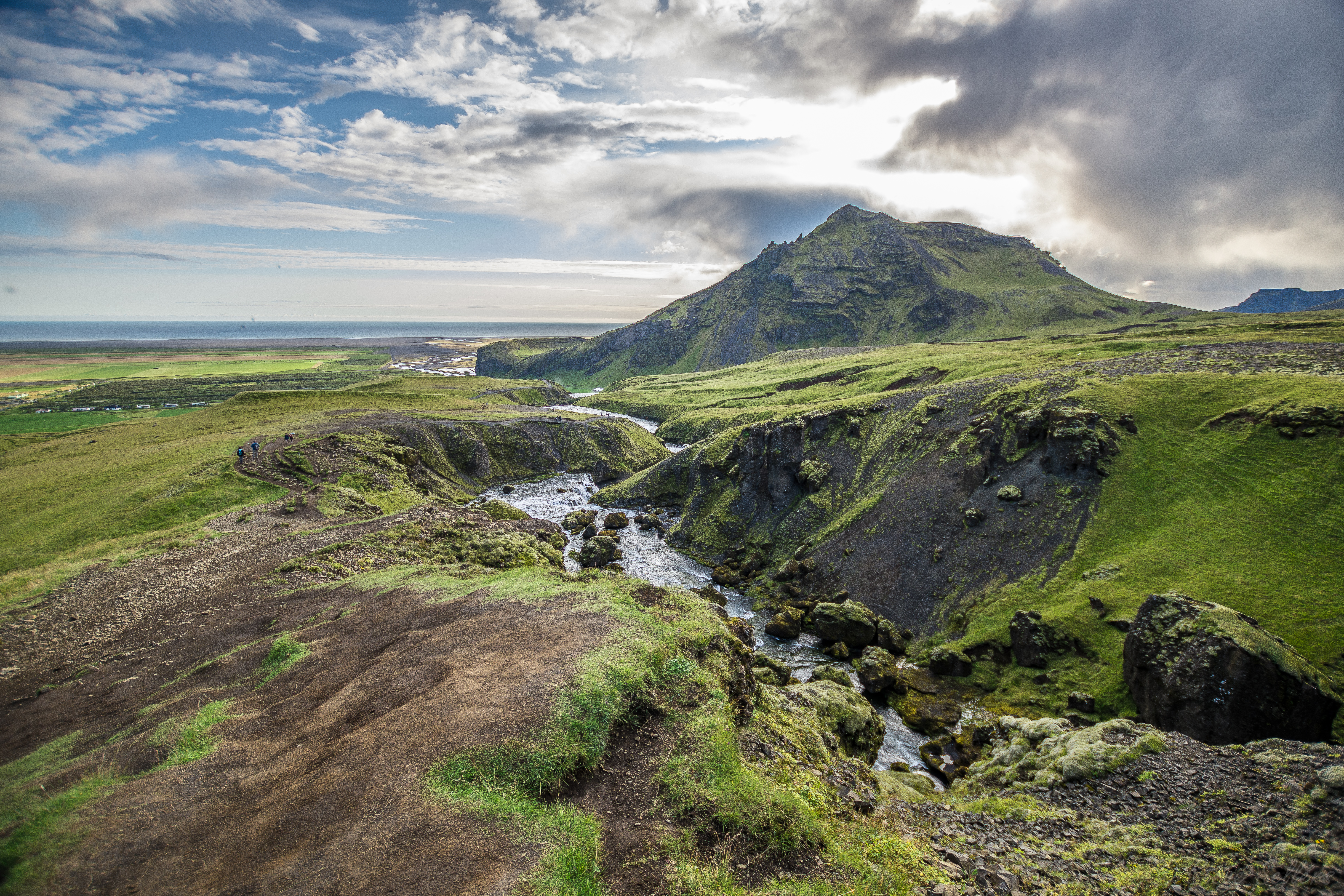 iceland, landscape, nature, rivers, valley phone background