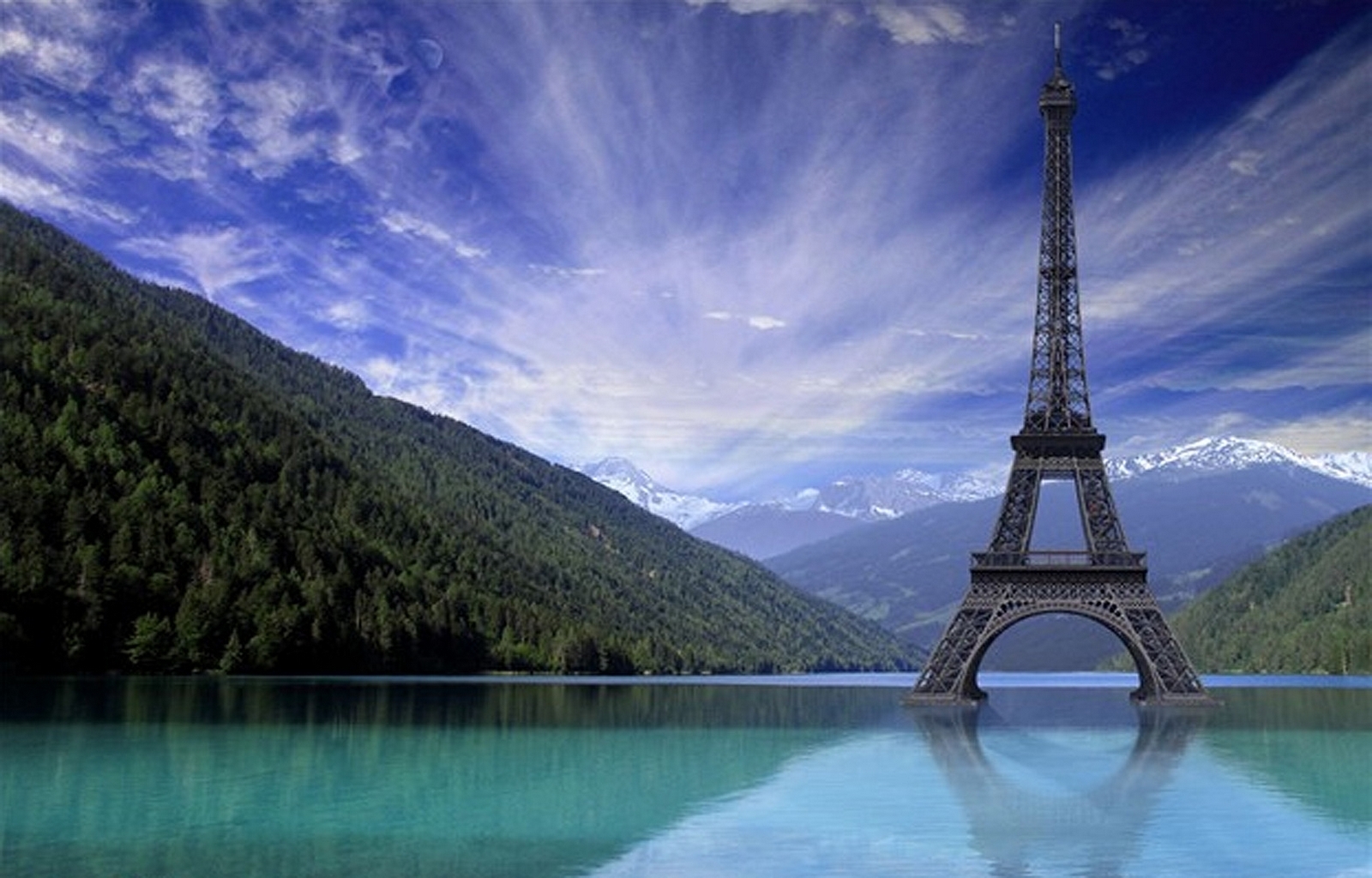 Download mobile wallpaper Sky, Sea, Architecture, Landscape, Eiffel Tower for free.