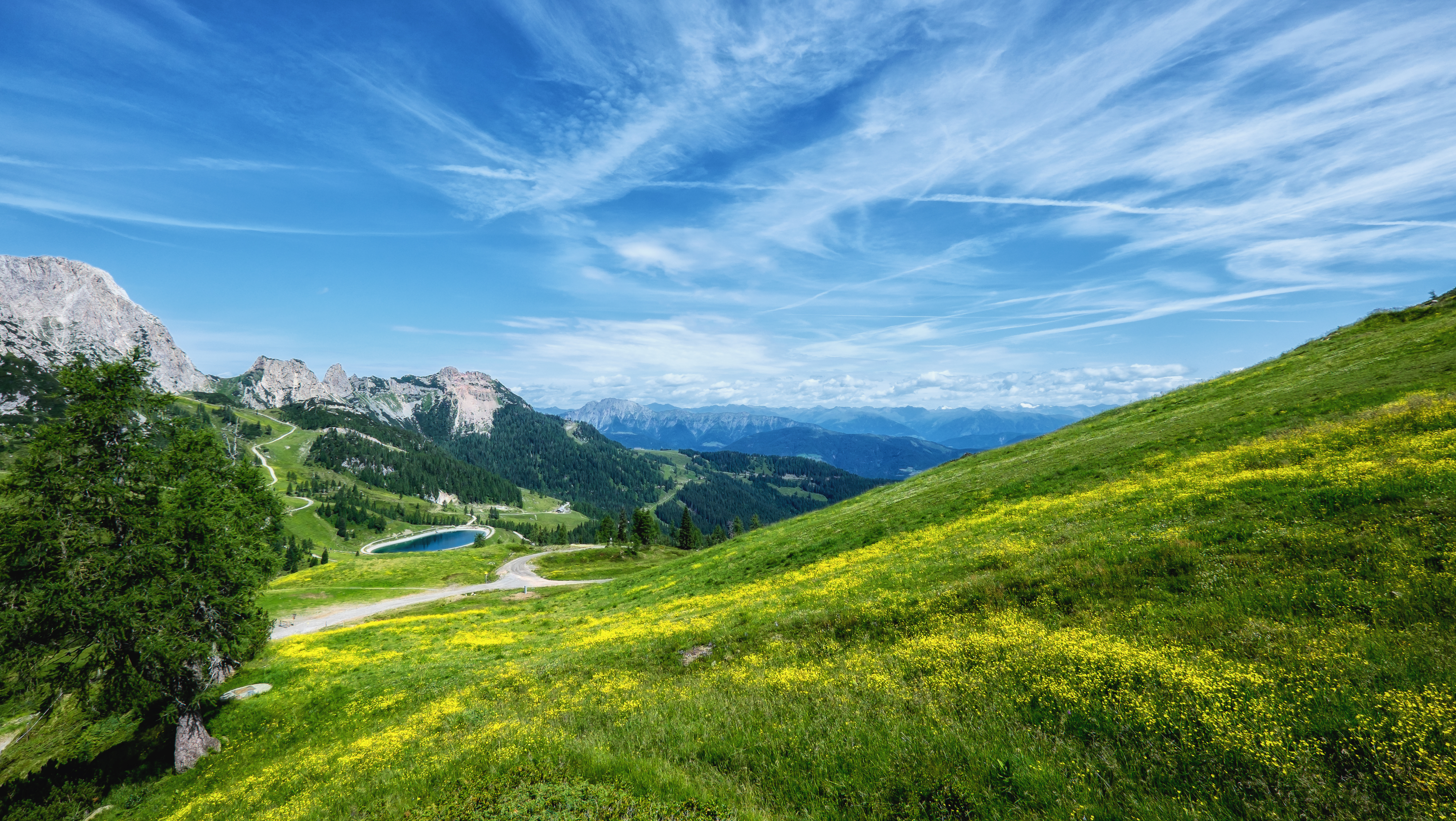 Скачать обои бесплатно Пейзаж, Небо, Облака, Гора, Австрия, Панорама, Земля/природа картинка на рабочий стол ПК