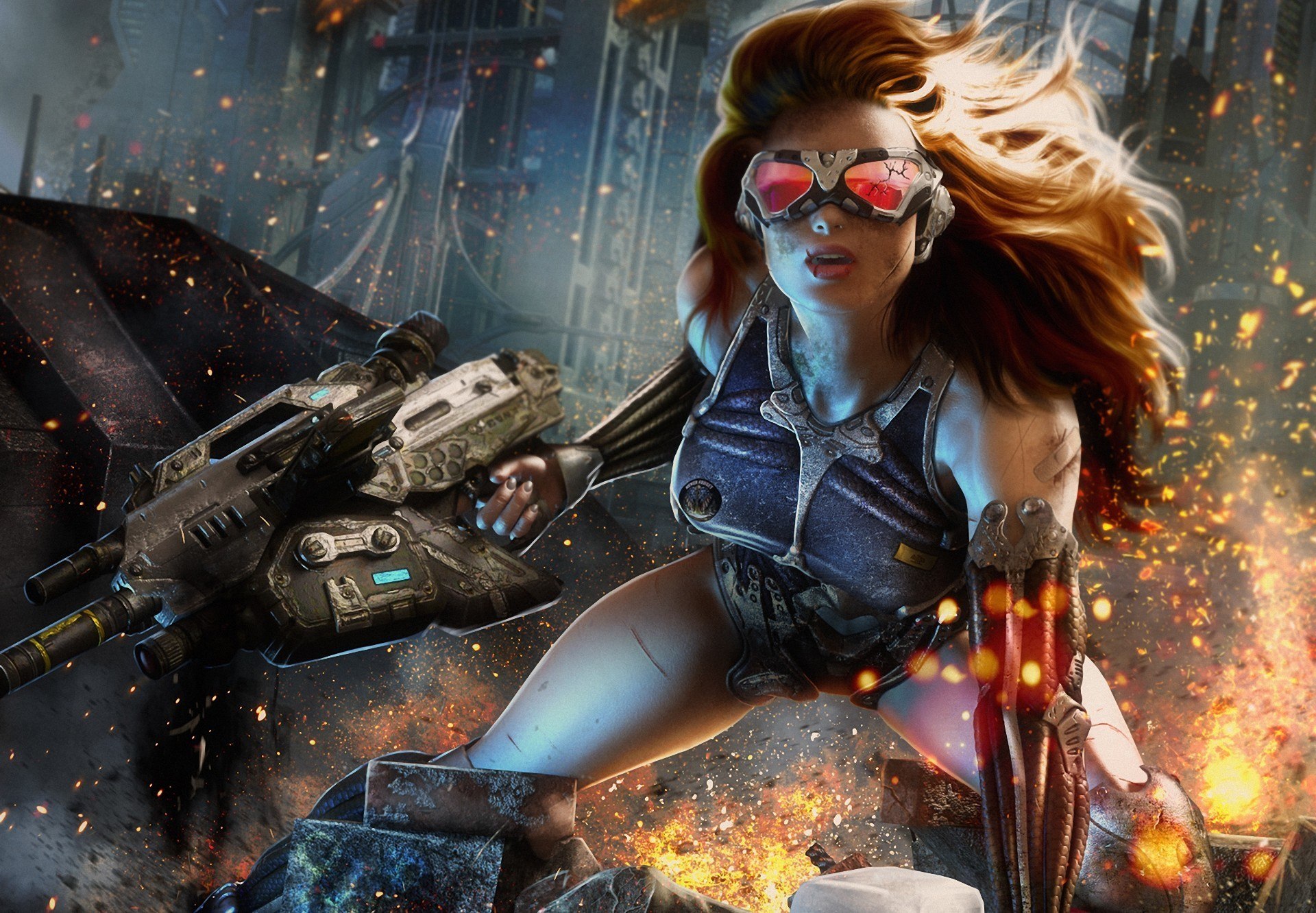 Free download wallpaper Redhead, Sci Fi, Cyborg, Women Warrior on your PC desktop