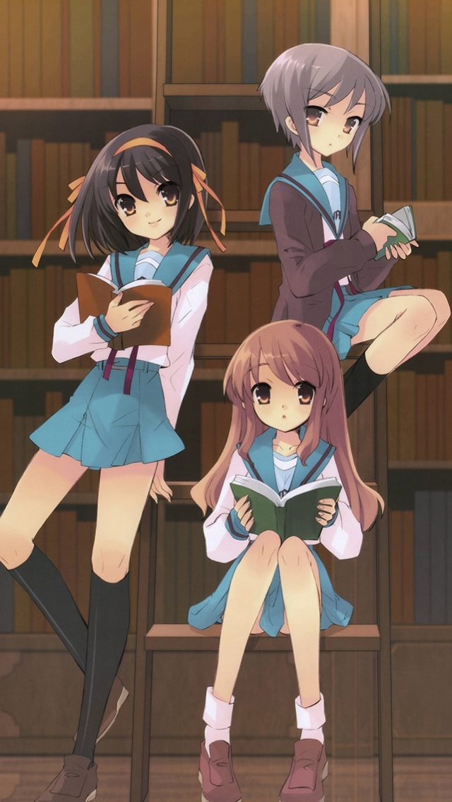 Handy-Wallpaper Animes, Haruhi Suzumiya, Suzumiya Haruhi No Yūutsu, Yuki Nagato, Mikuru Asahina kostenlos herunterladen.