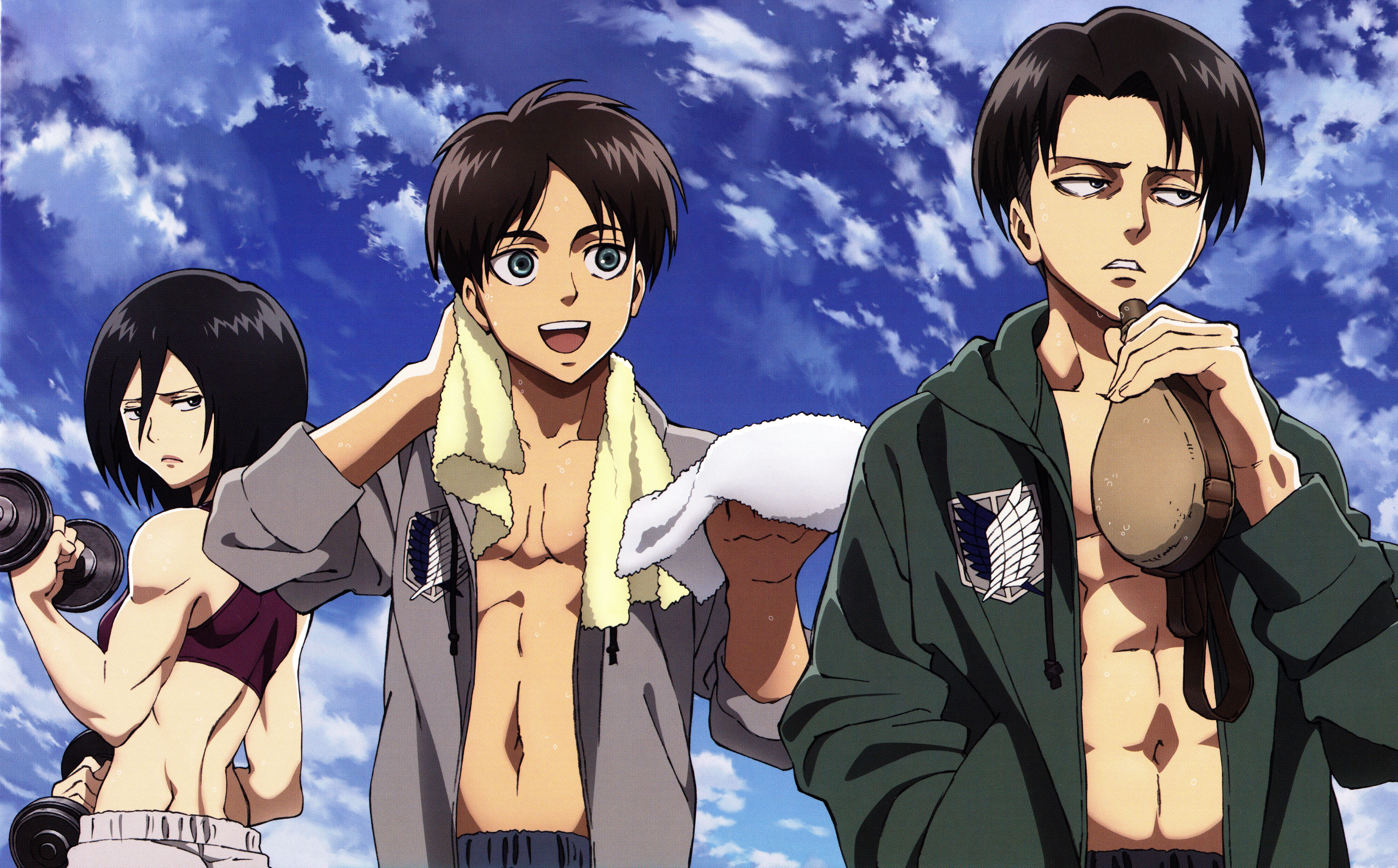 Download mobile wallpaper Anime, Eren Yeager, Mikasa Ackerman, Attack On Titan, Levi Ackerman for free.