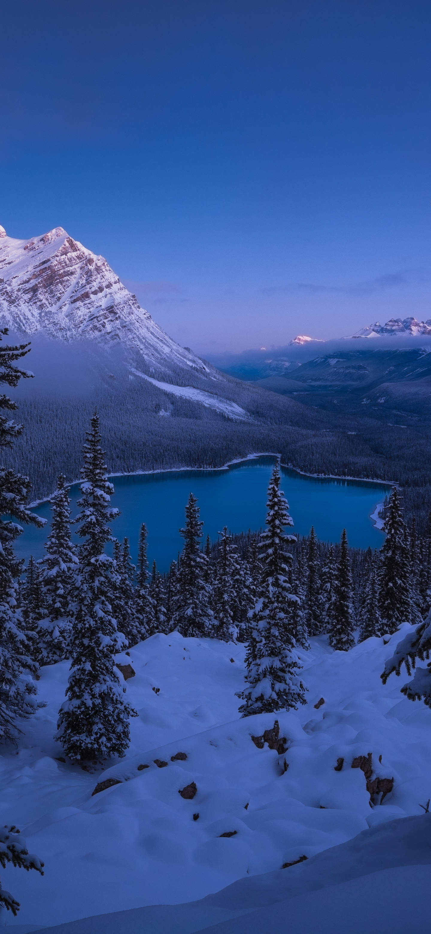 Download mobile wallpaper Landscape, Winter, Snow, Mountain, Lake, Earth, Banff National Park for free.