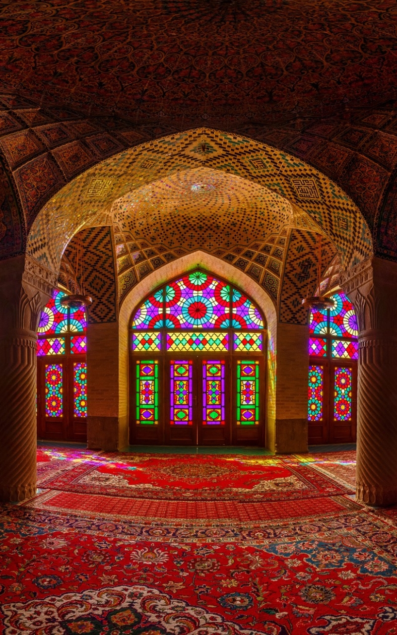 Handy-Wallpaper Farben, Bogen, Bunt, Moschee, Iran, Religiös, Felsentor, Buntglas, Moscheen kostenlos herunterladen.
