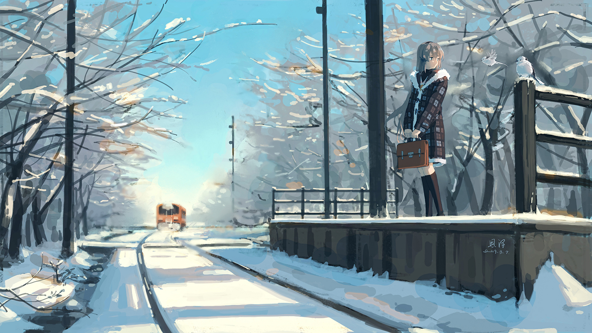 939154 descargar imagen animado, clannad, nieve, tomoyo sakagami, tranvía, invierno: fondos de pantalla y protectores de pantalla gratis