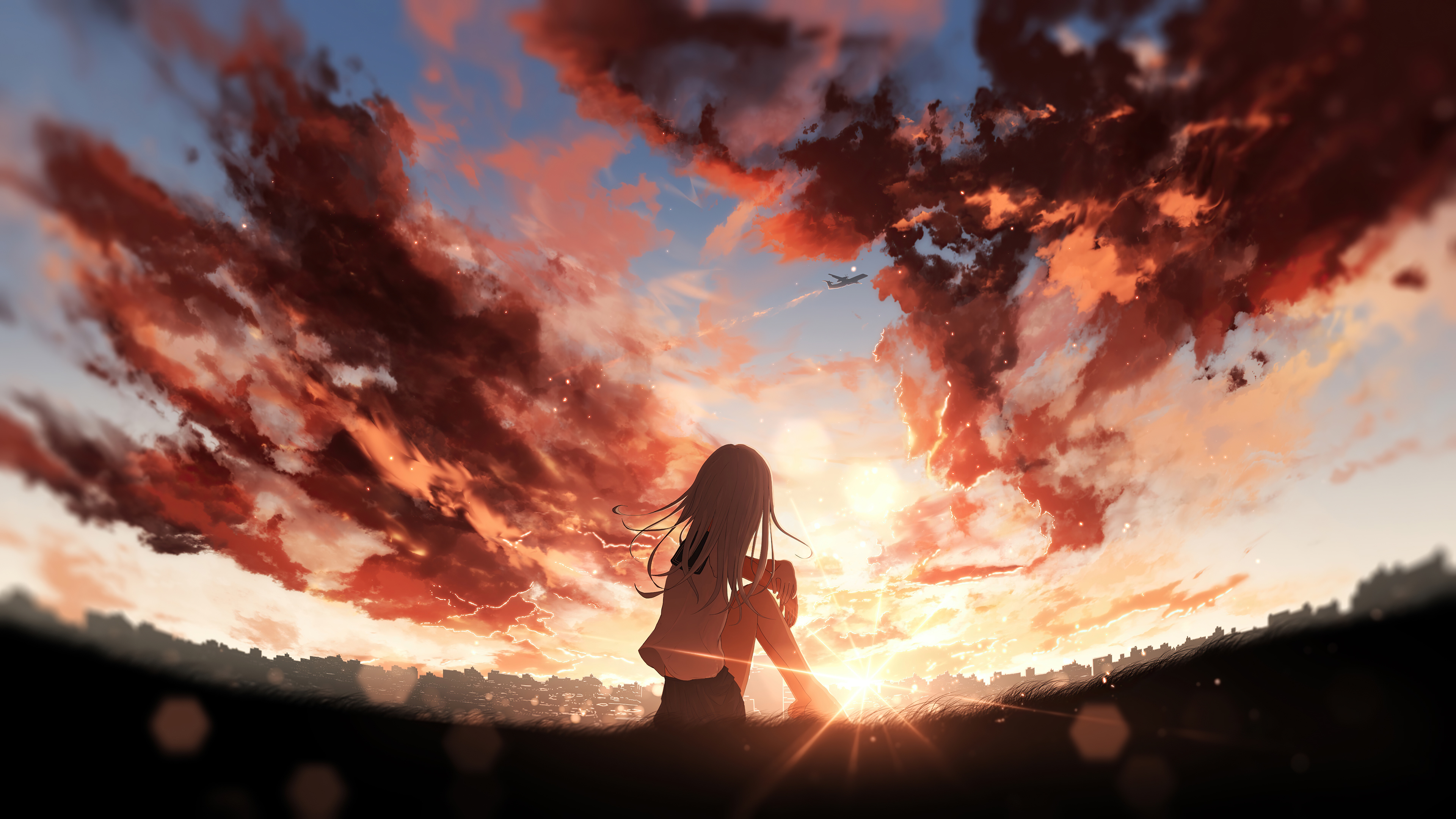 Baixe gratuitamente a imagem Anime, Pôr Do Sol, Garota na área de trabalho do seu PC