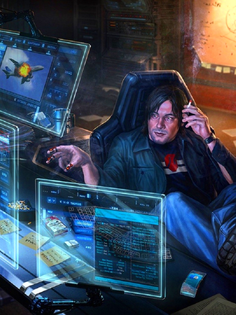 Download mobile wallpaper Cyberpunk, Sci Fi, Computer, Futuristic for free.