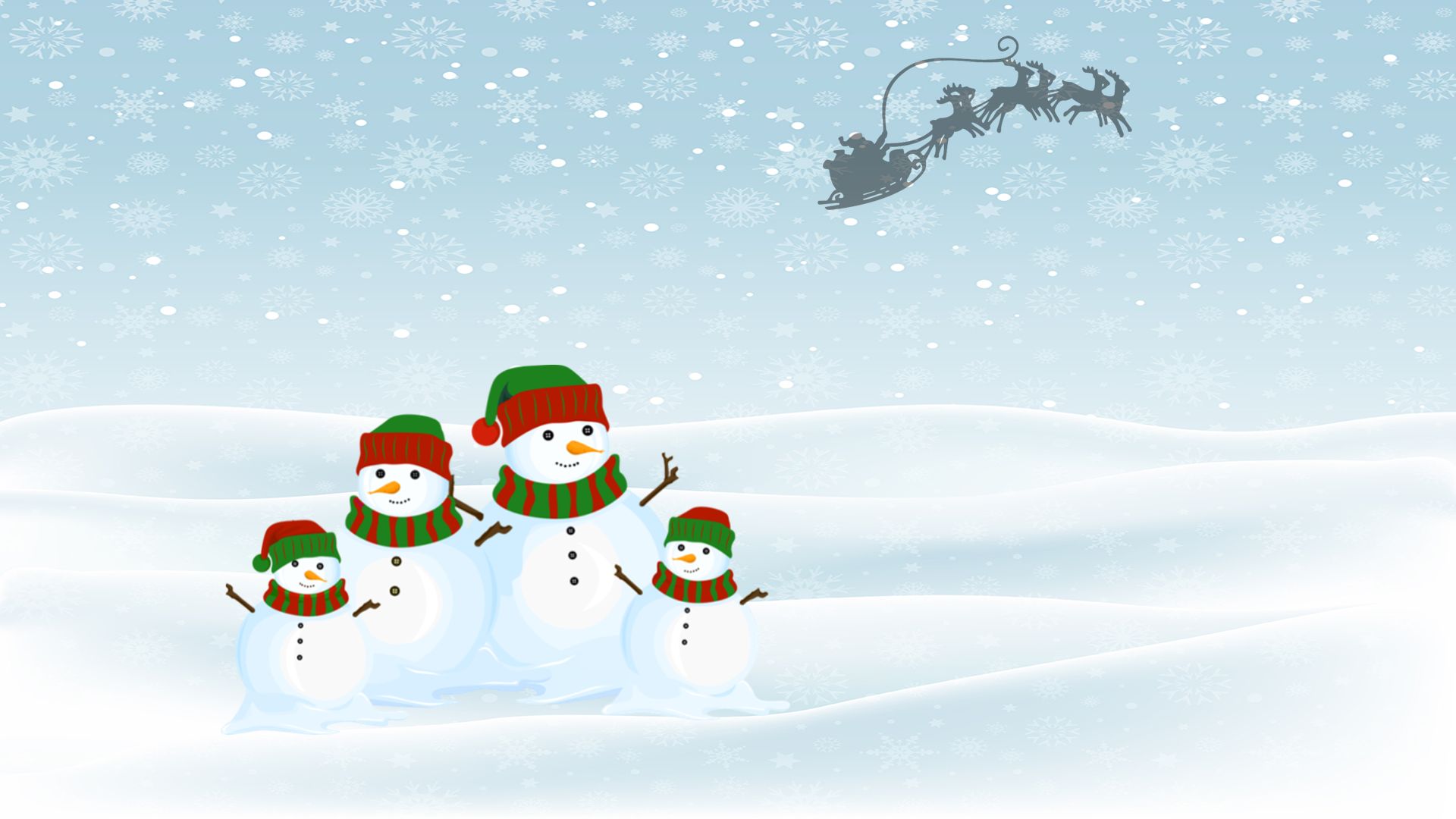 Скачати мобільні шпалери Сніг, Різдво, Свято, Сніговик, Санки, Санта, Північний Олень безкоштовно.