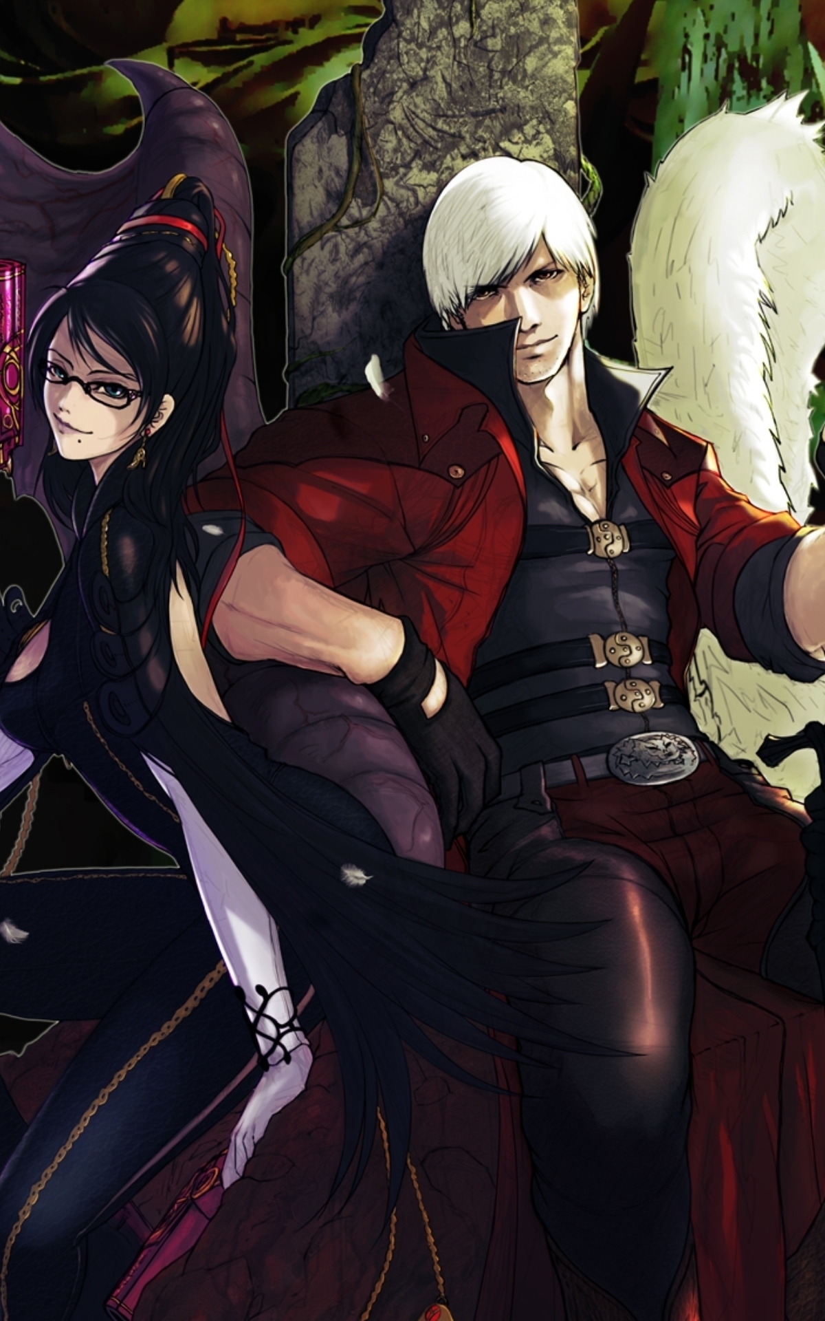 Download mobile wallpaper Crossover, Video Game, Dante (Devil May Cry), Bayonetta (Character) for free.