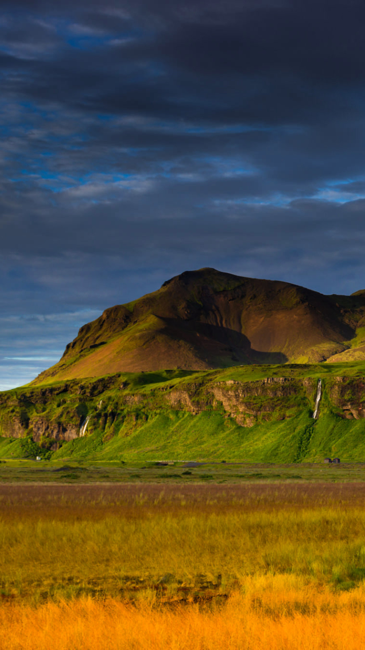 Download mobile wallpaper Landscape, Nature, Waterfalls, Mountain, Waterfall, Earth, Iceland, Seljalandsfoss for free.