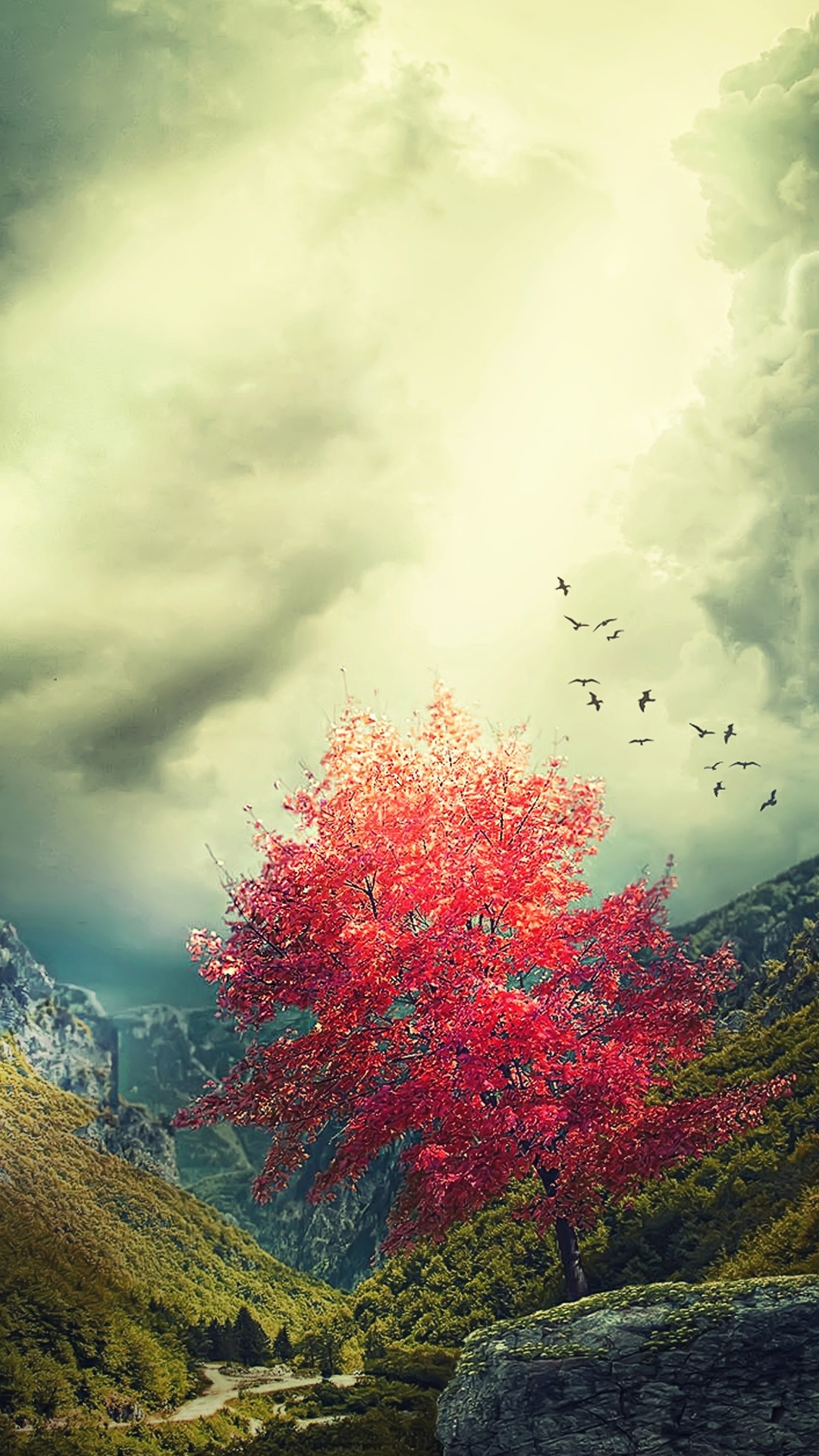 Download mobile wallpaper Landscape, Trees, Mountain, Tree, Fall, Earth, Valley for free.