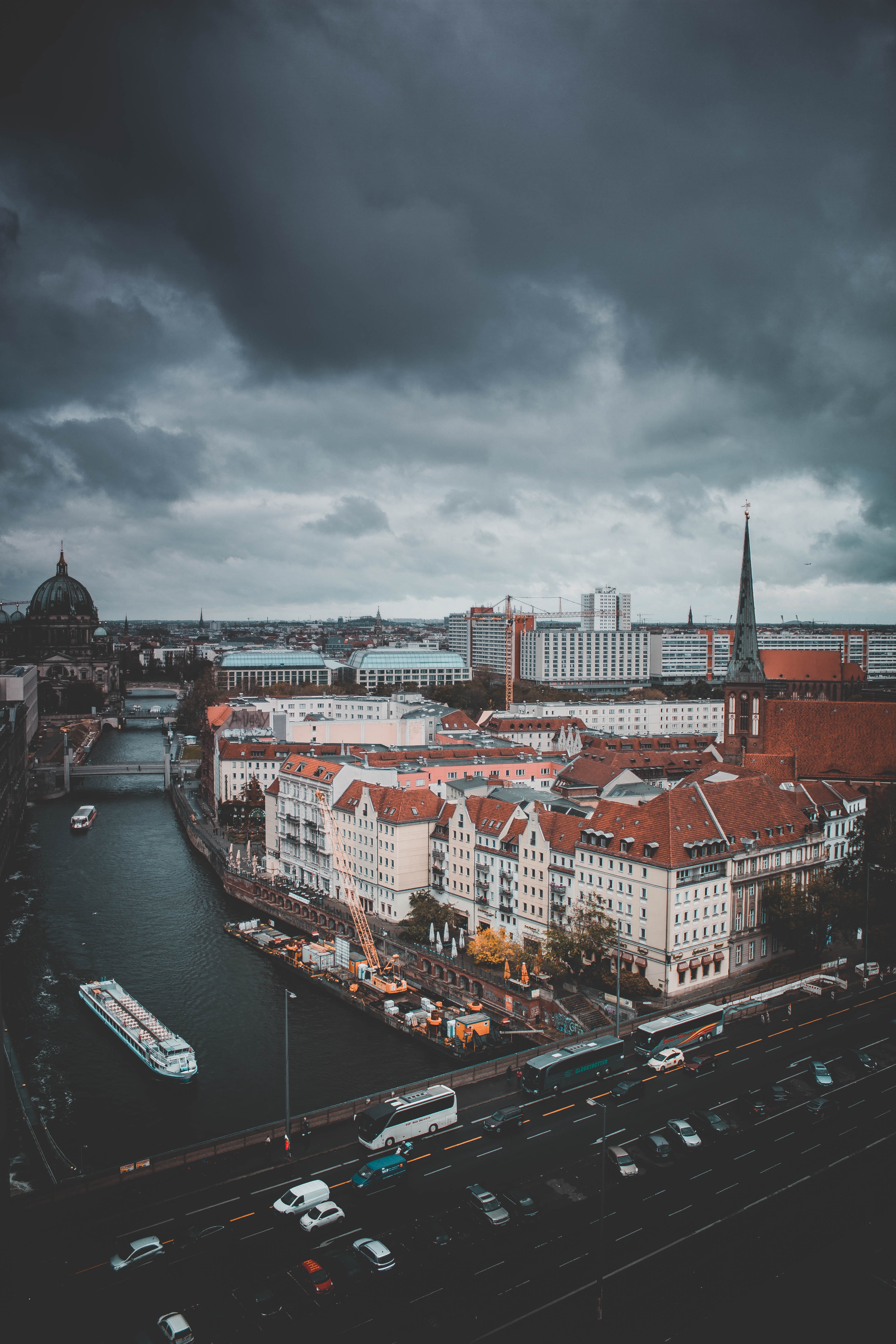 146242 завантажити картинку міста, річка, берлін, вид зверху, німеччина, будівлі, будівель - шпалери і заставки безкоштовно
