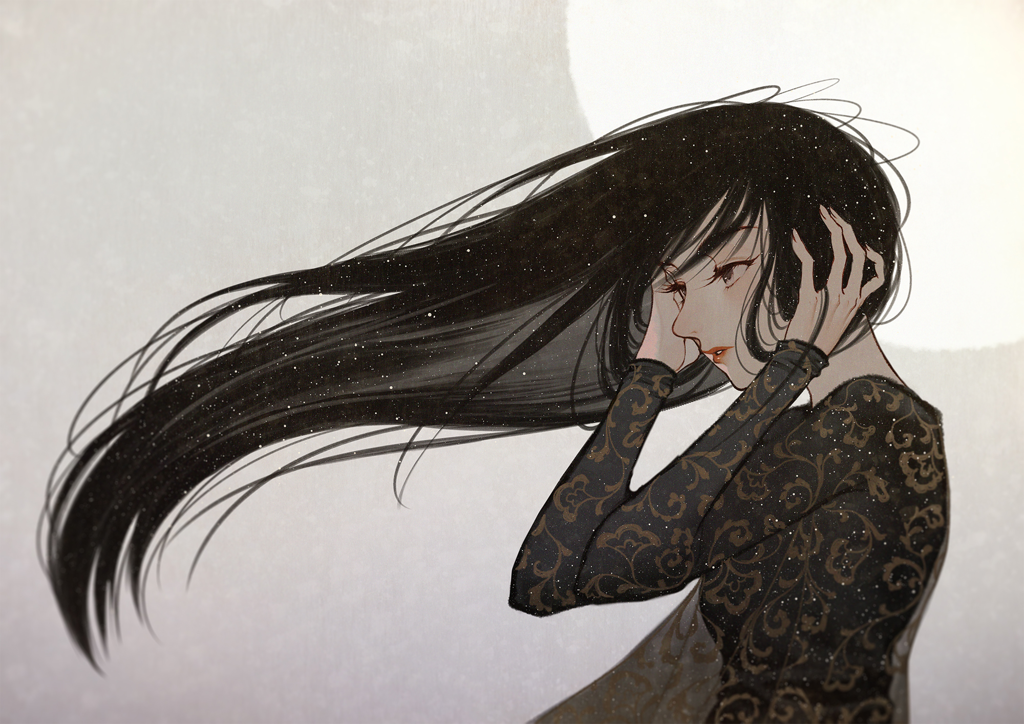 Download mobile wallpaper Anime, Girl, Black Hair, Long Hair for free.