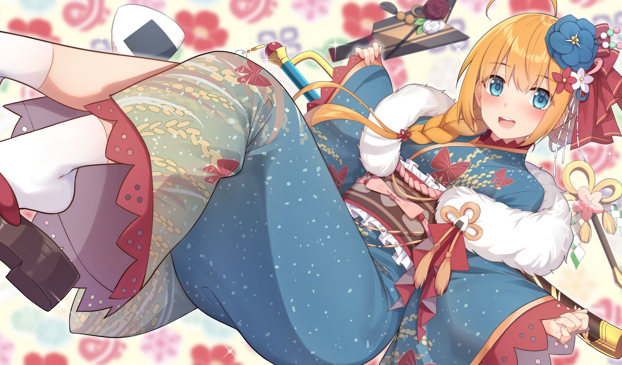 1009019 Hintergrundbild herunterladen animes, purinsesu konekuto! re: dive, blondinen, blaue augen, flechten, japanische kleidung, kimono, pecorine (princess connect) - Bildschirmschoner und Bilder kostenlos
