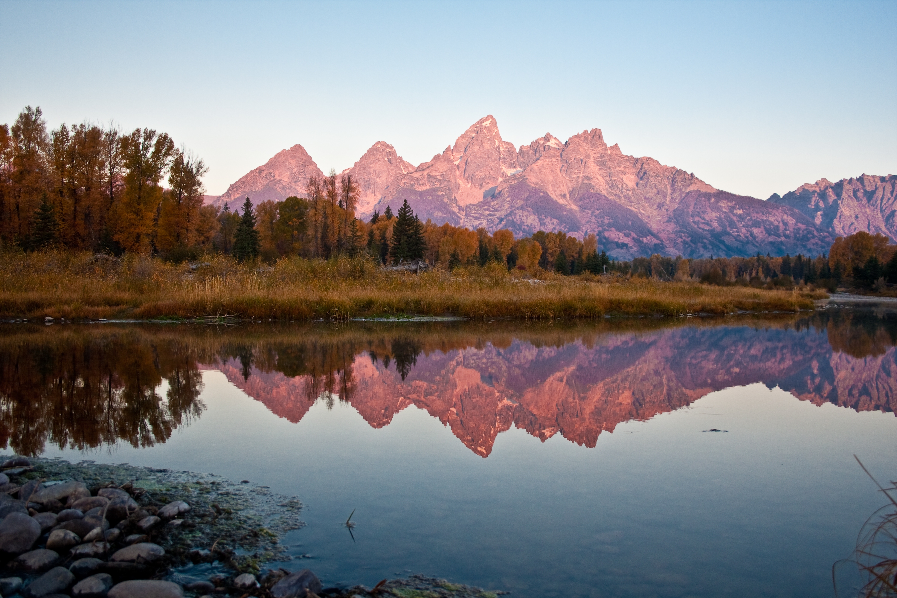 Free download wallpaper Evening, Nature, Reflection, Mountains, Autumn on your PC desktop