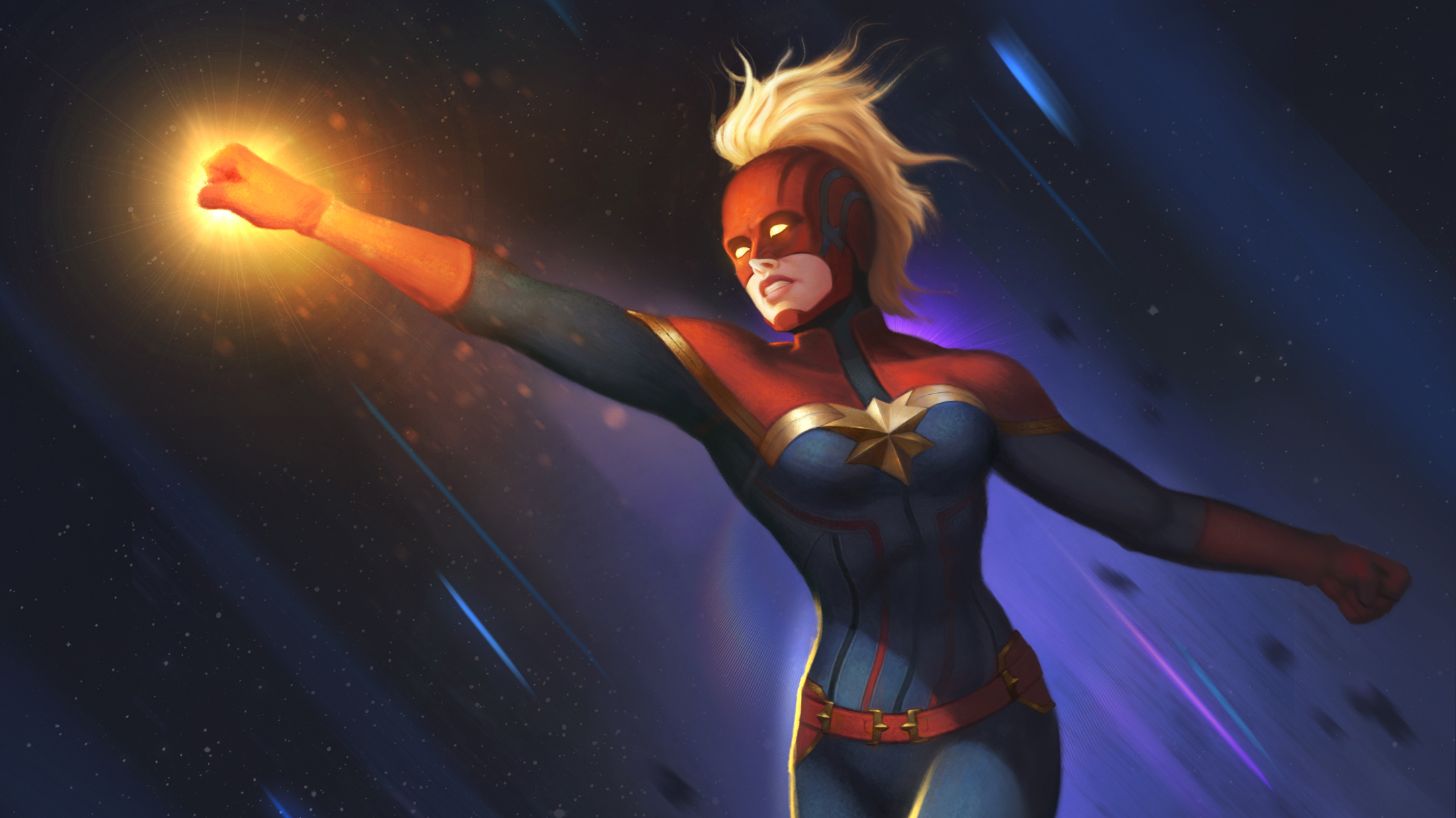 Free download wallpaper Blonde, Comics, Captain Marvel on your PC desktop